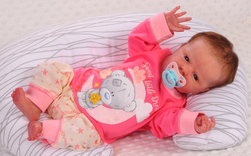Pyjama Schlafanzug Hose Langarmshirt für Babys und Kleinkinder mit Bär aus Baumwolle, 62 68 74 80 86 92 98 104