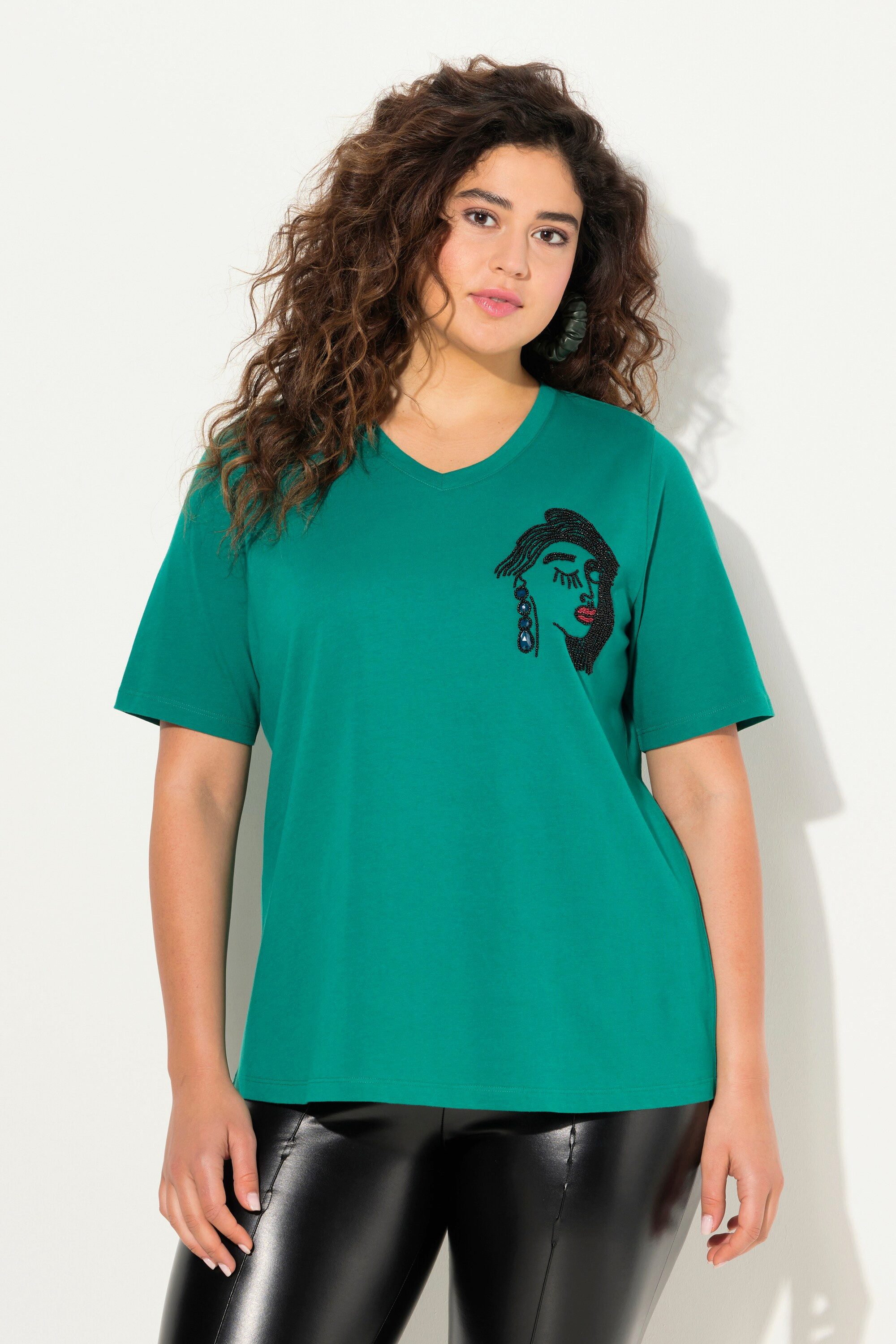 T-Shirt T-Shirt Stickerei Classic V-Ausschnitt Halbarm