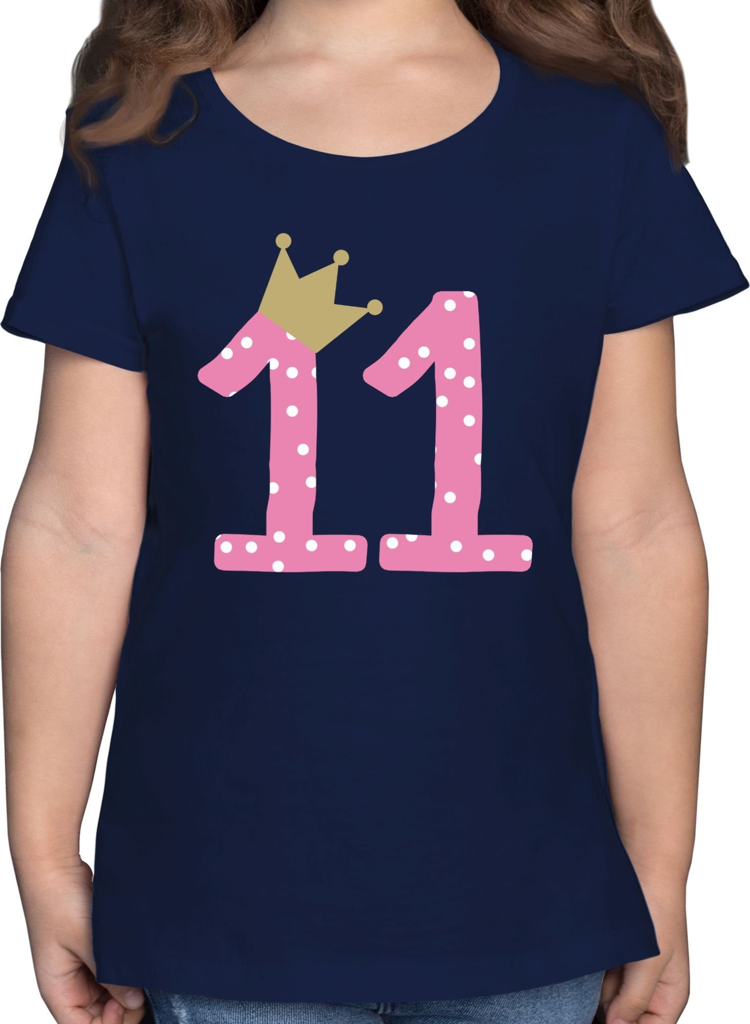 Shirtracer T-Shirt Elf Krone Mädchen Elfter 11. Geburtstag 1 Dunkelblau