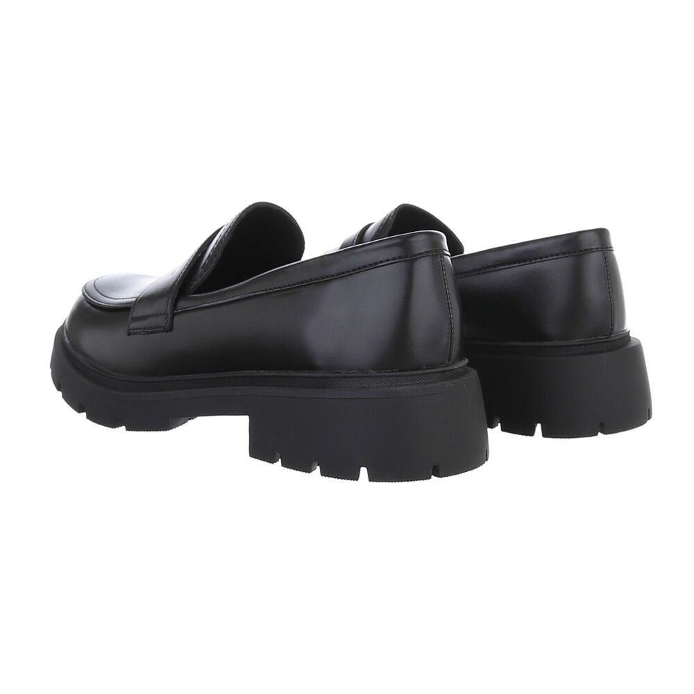 Ital-Design Damen Mokassins Freizeit Slipper (85960547) Blockabsatz Mokassins in Schwarz