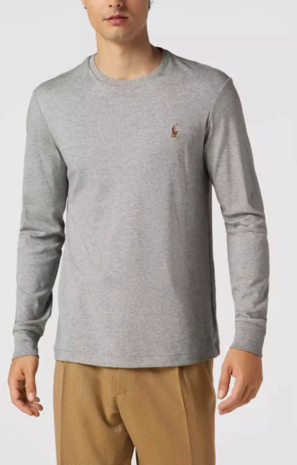 Polo Ralph Lauren Longsleeve Interlock Pony Langarm gerippter Rundhalsausschnitt und Ärmelabschlüsse