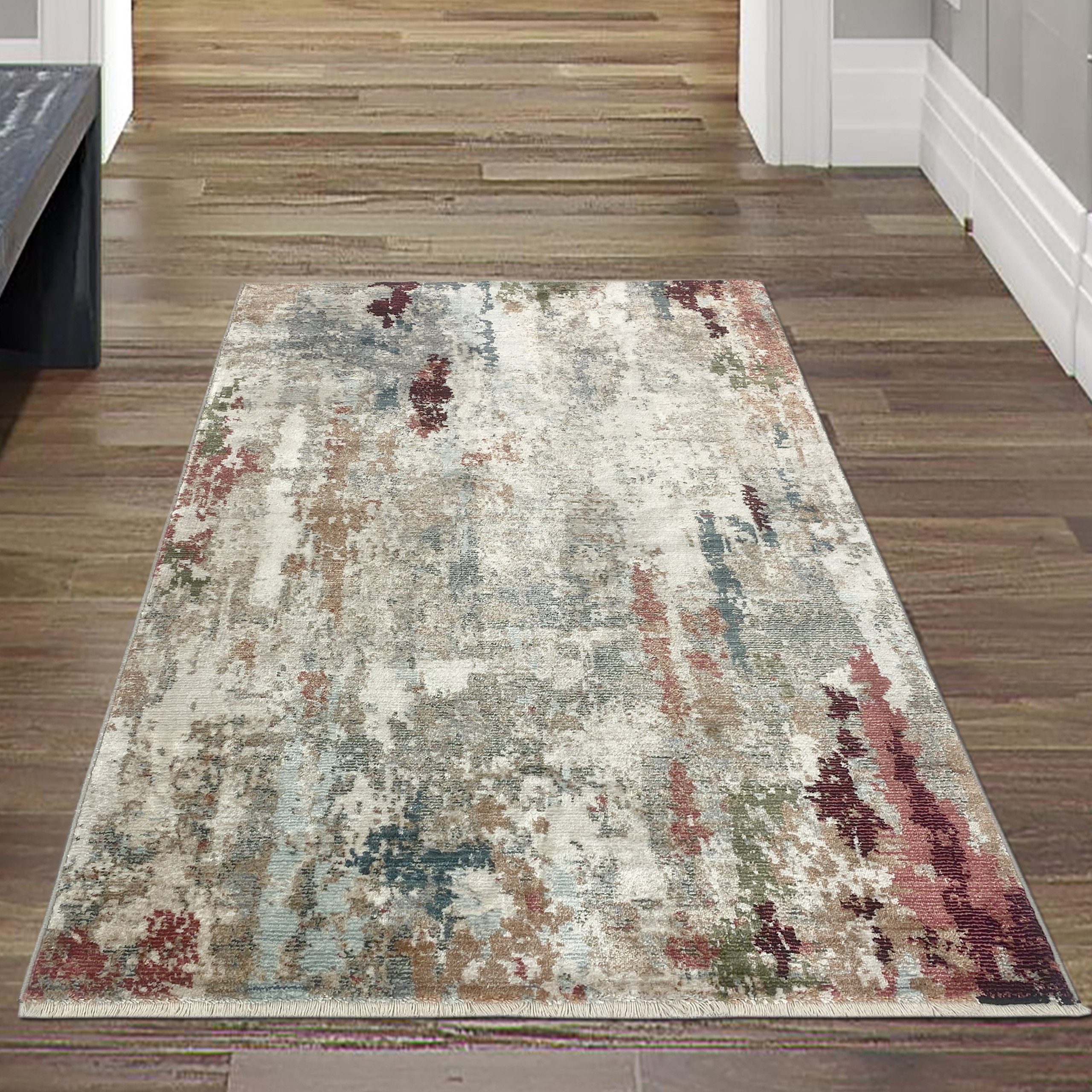 Teppich Abstrakter Seidenoptik Teppich, glänzend & weich, creme rot, Teppich-Traum,  rechteckig, Höhe: 7 mm