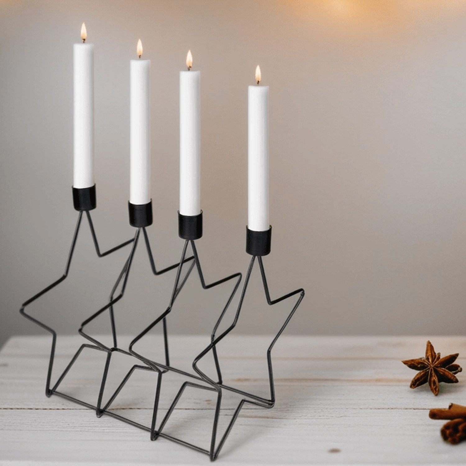 Marrakesch Orient & Mediterran Interior Adventskranz Moderner Adventskranz Meligne handgemacht aus Metall in Schwarz 22 cm, Handarbeit