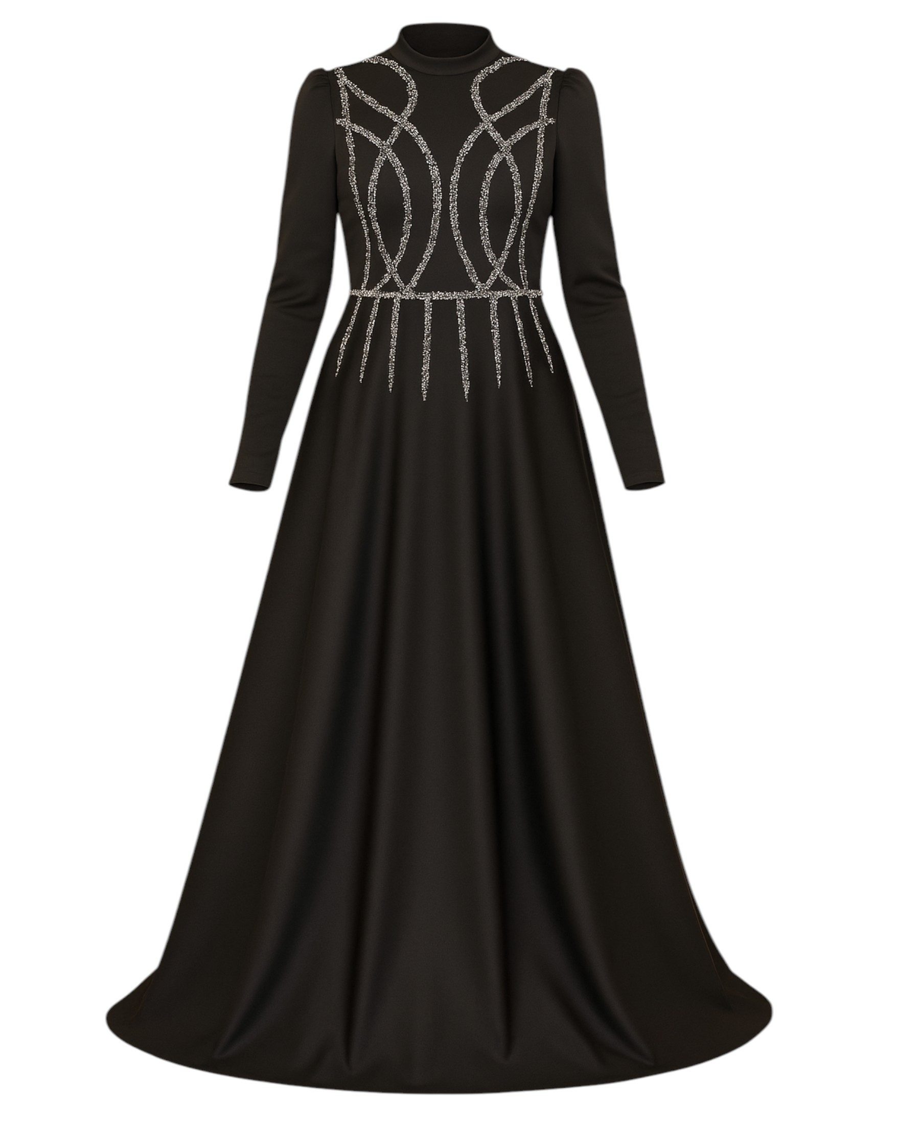 fashionshowcase Satinkleid Maxikleid in Satinoptik mit Schmucksteinbesatz - günstig online kaufen