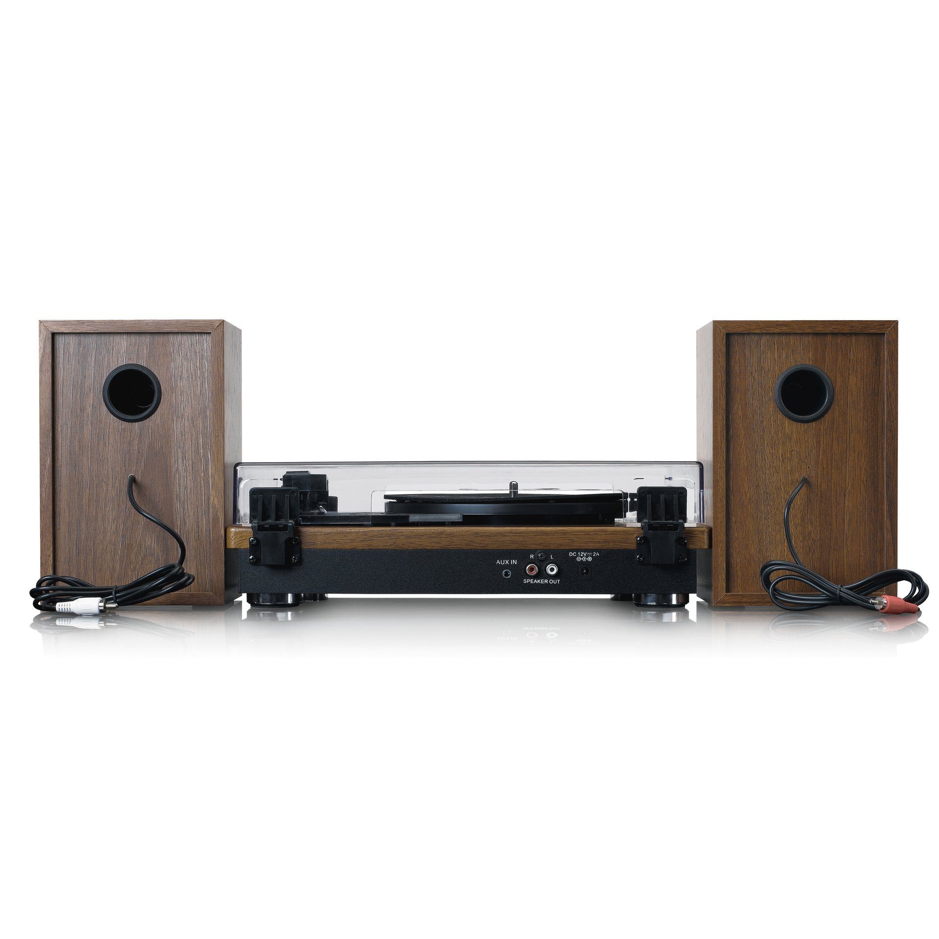 Lenco Plattenspieler mit Bluetooth 2 Lautsprechern und (Riemenantrieb) Holz externen Plattenspieler