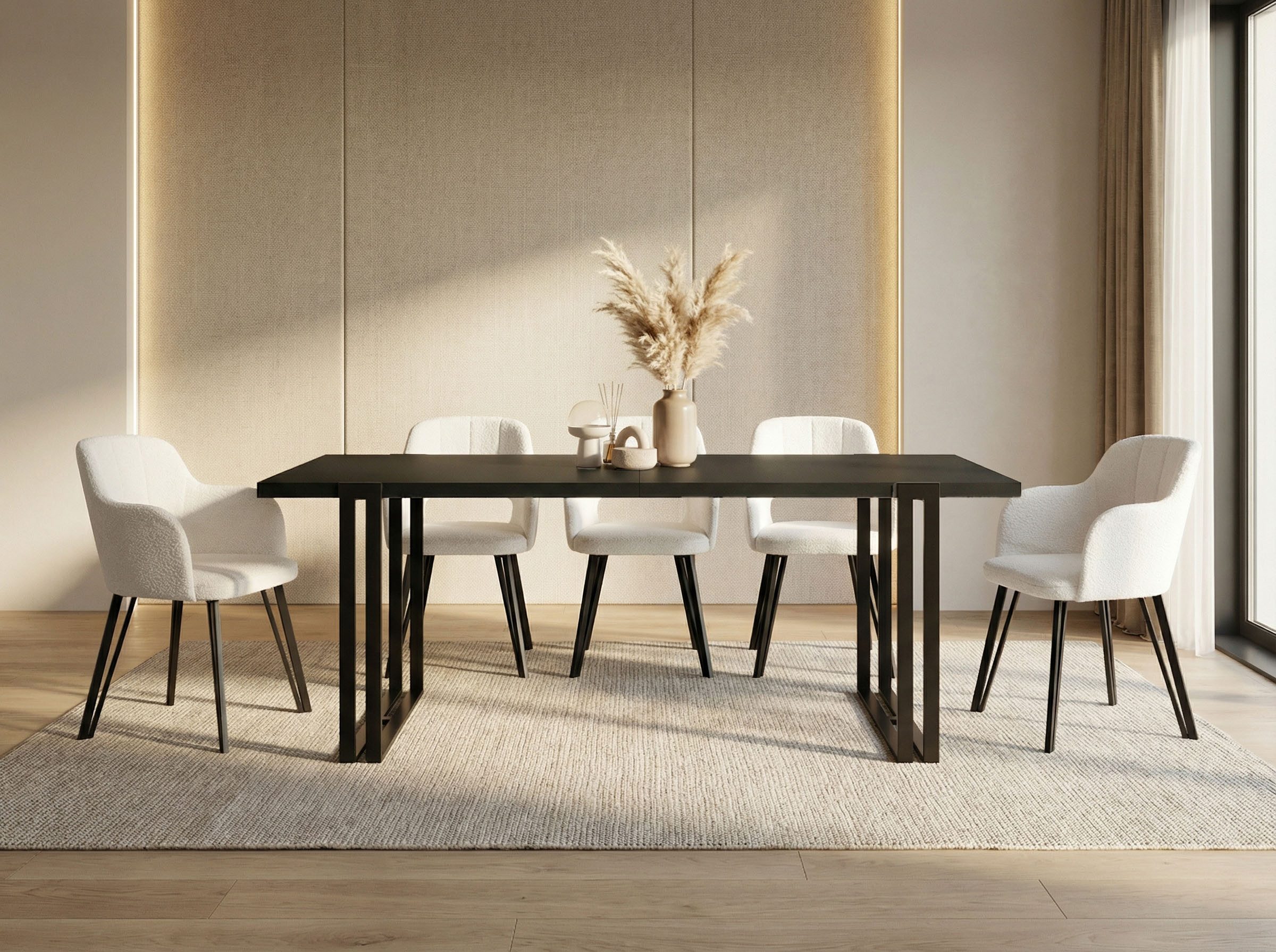 WFL GROUP Esstisch Marco ausziehbar rechteckig loft mit schwarzen Metallbeinen (MADE IN EU, erhältlich in 3 Größen – 120/140/160 cm ausziehbar auf 220/240/260 cm), platzsparender Tisch in Holzoptik für Küche, Esszimmer oder Wohnzimmer
