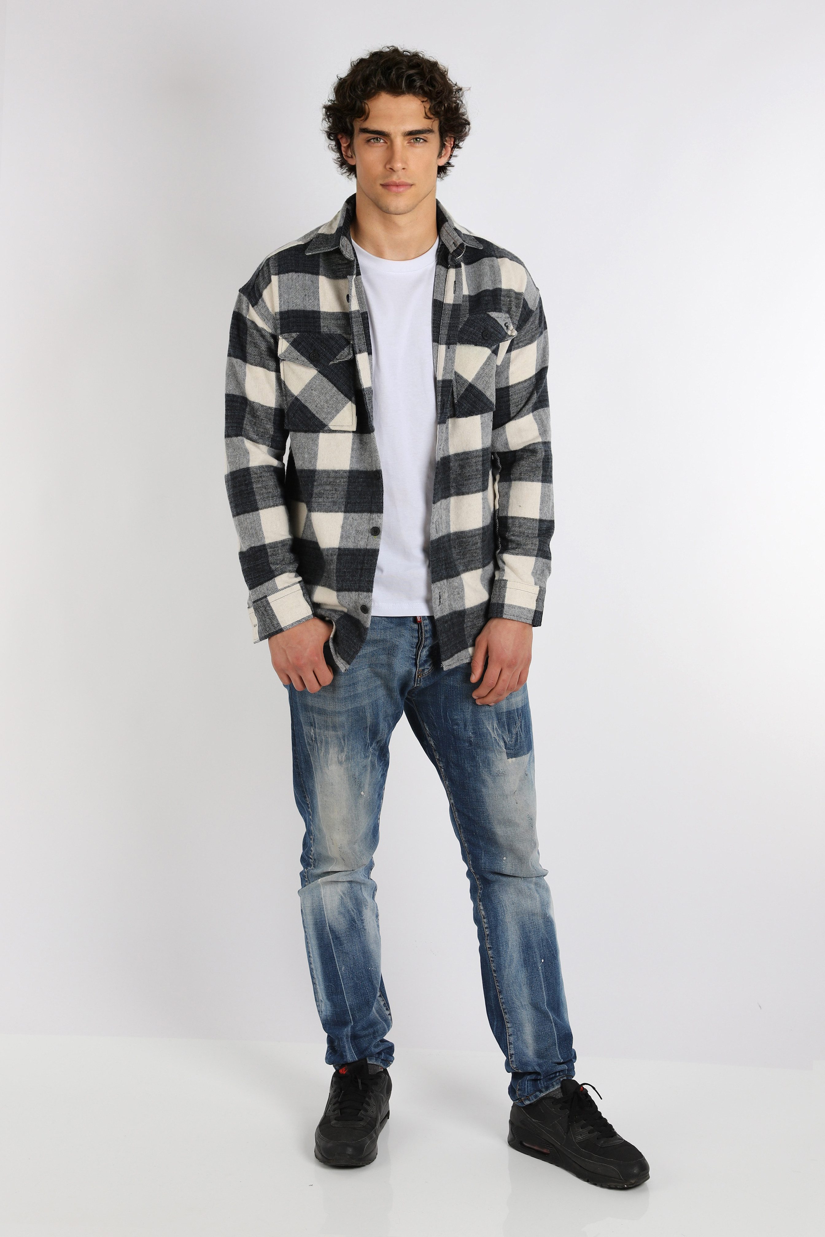 Megaman Jeans Flanellhemd Herren Holzfällerhemd Flanellhemd Kariert Freizeithemd Jacke