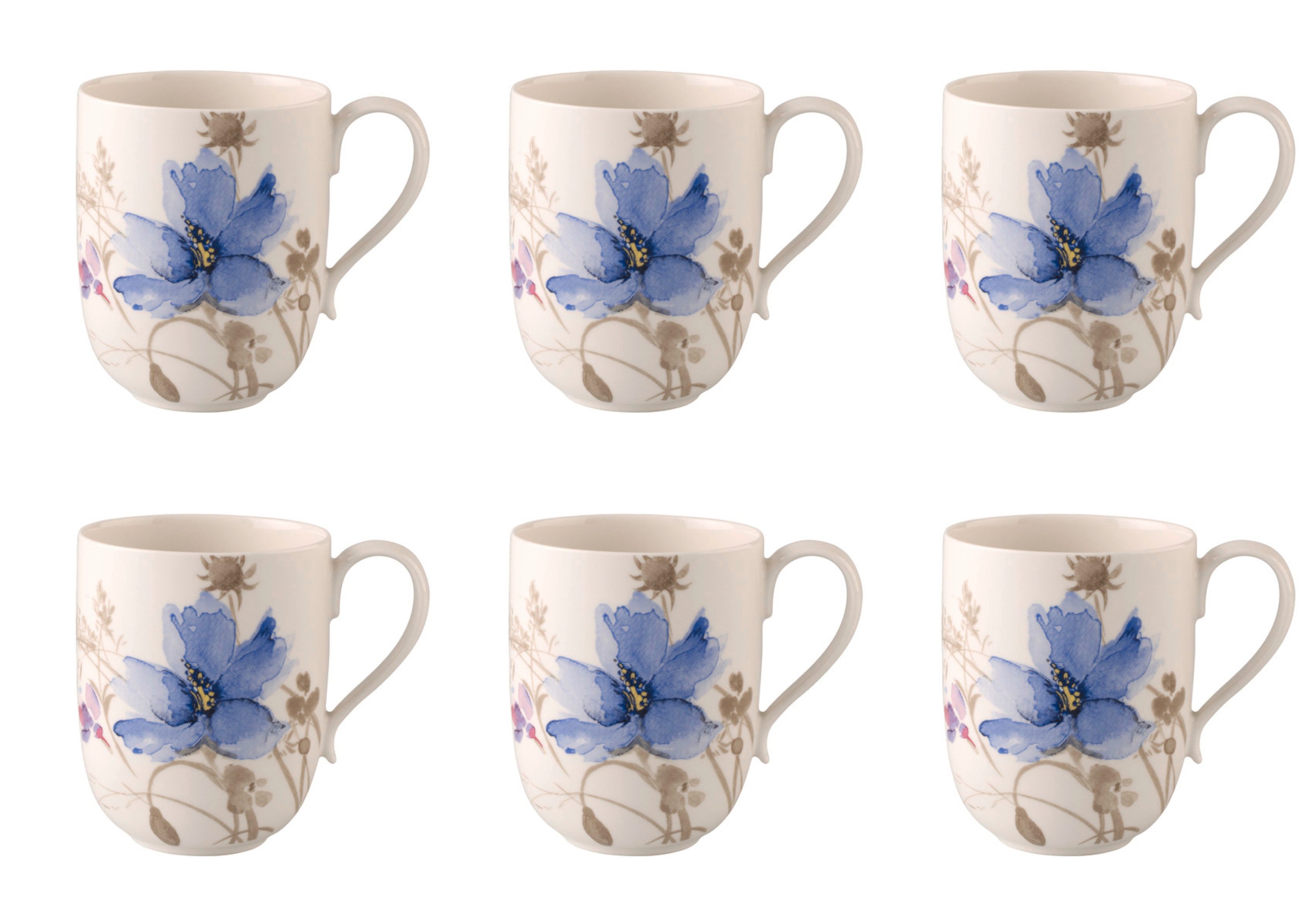 Villeroy & Boch Tasse Mariefleur Gris, Porzellan, Spülmaschinengeeignet, Mehrfarbig, Motiv: Blumen