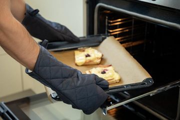 elasto Topflappen Ofenhandschuh "Heat resistant" blau/grau