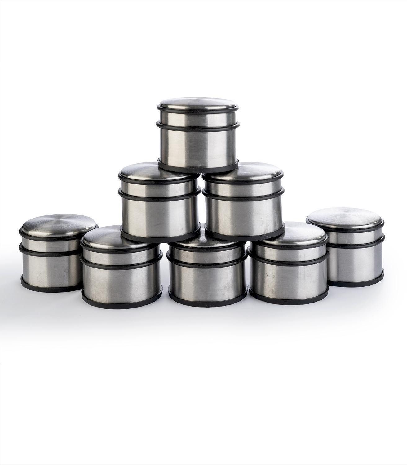 HIT Trading Türstopper STRONG, Ø 9 cm, Schwarz, Silbergrau, Stahl, (8 St), mit Gummiringen, Boden-Türstopper