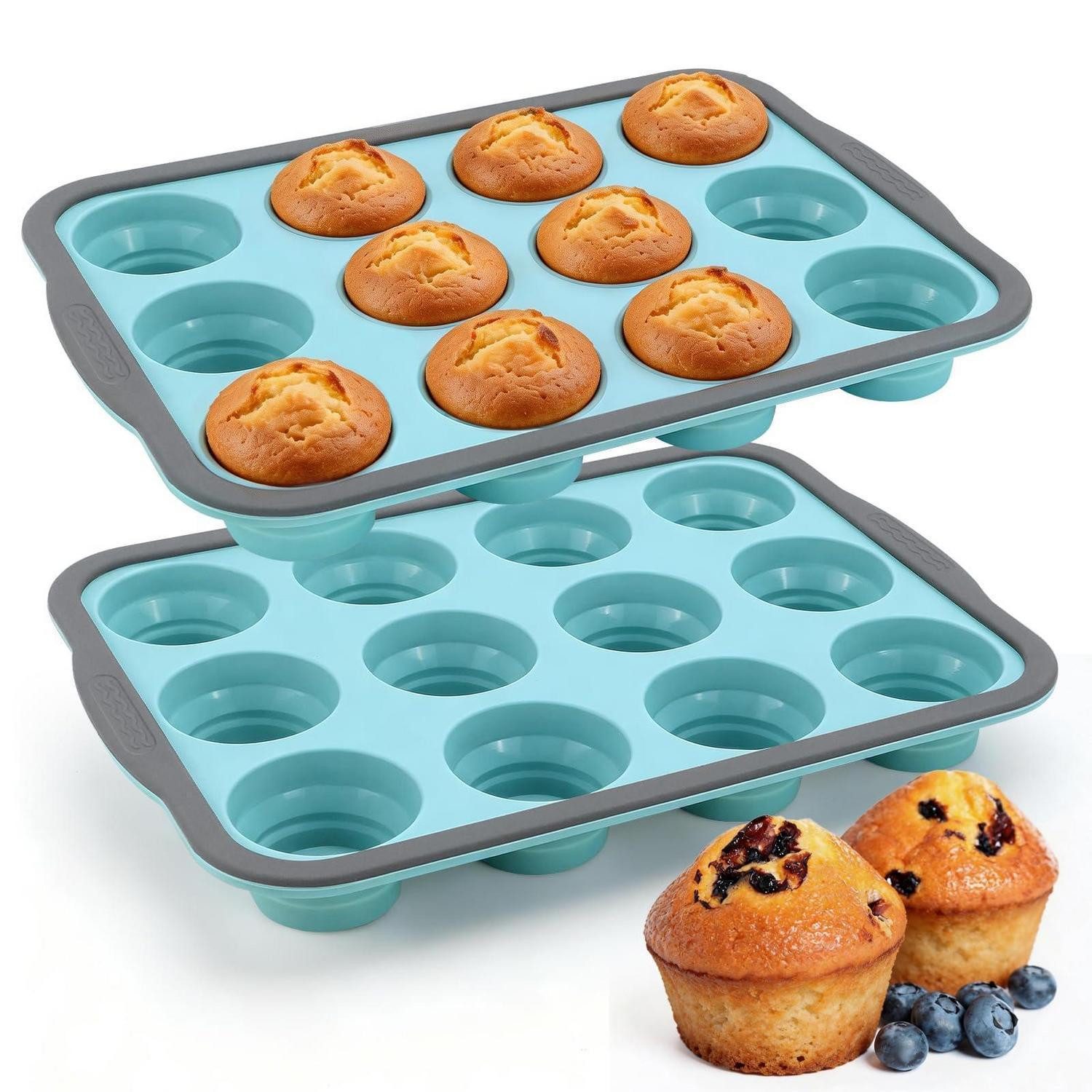 LuxusKollektion Muffinform Muffinform Silikon 12er mit Metallrahmen, (2-tlg)