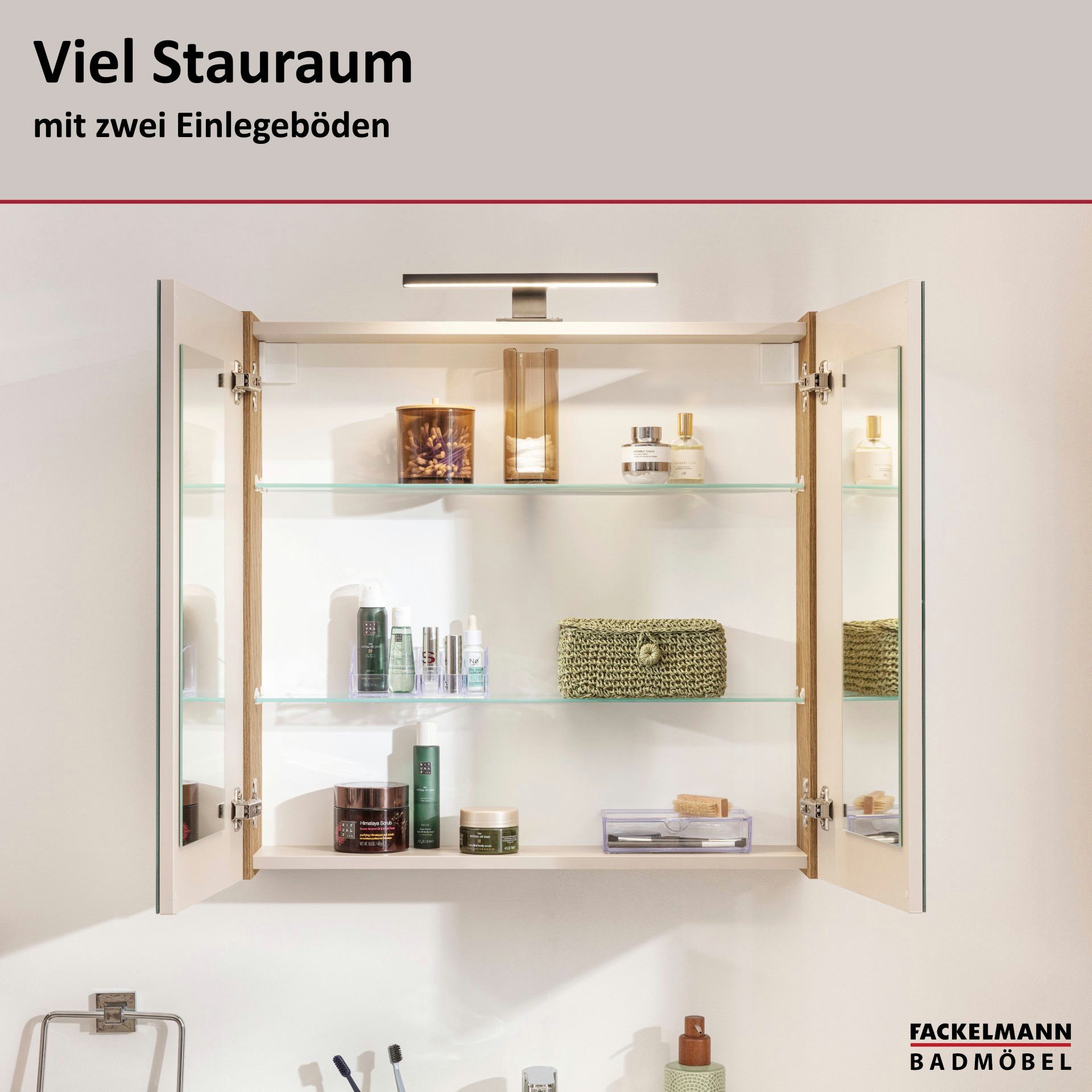 FACKELMANN Spiegelschrank Moderne Spiegelschränke, Badezimmerschrank mit Spiegel, Stauraumwunder