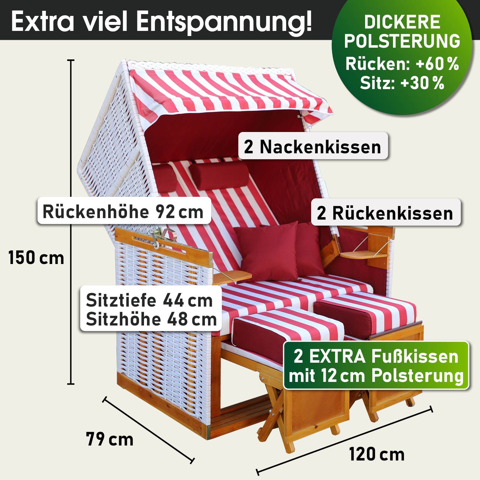 BRAST Strandkorb für 2 Personen, 120cm breit, 4 Designs, BxTxH: 120x79x150 günstig online kaufen