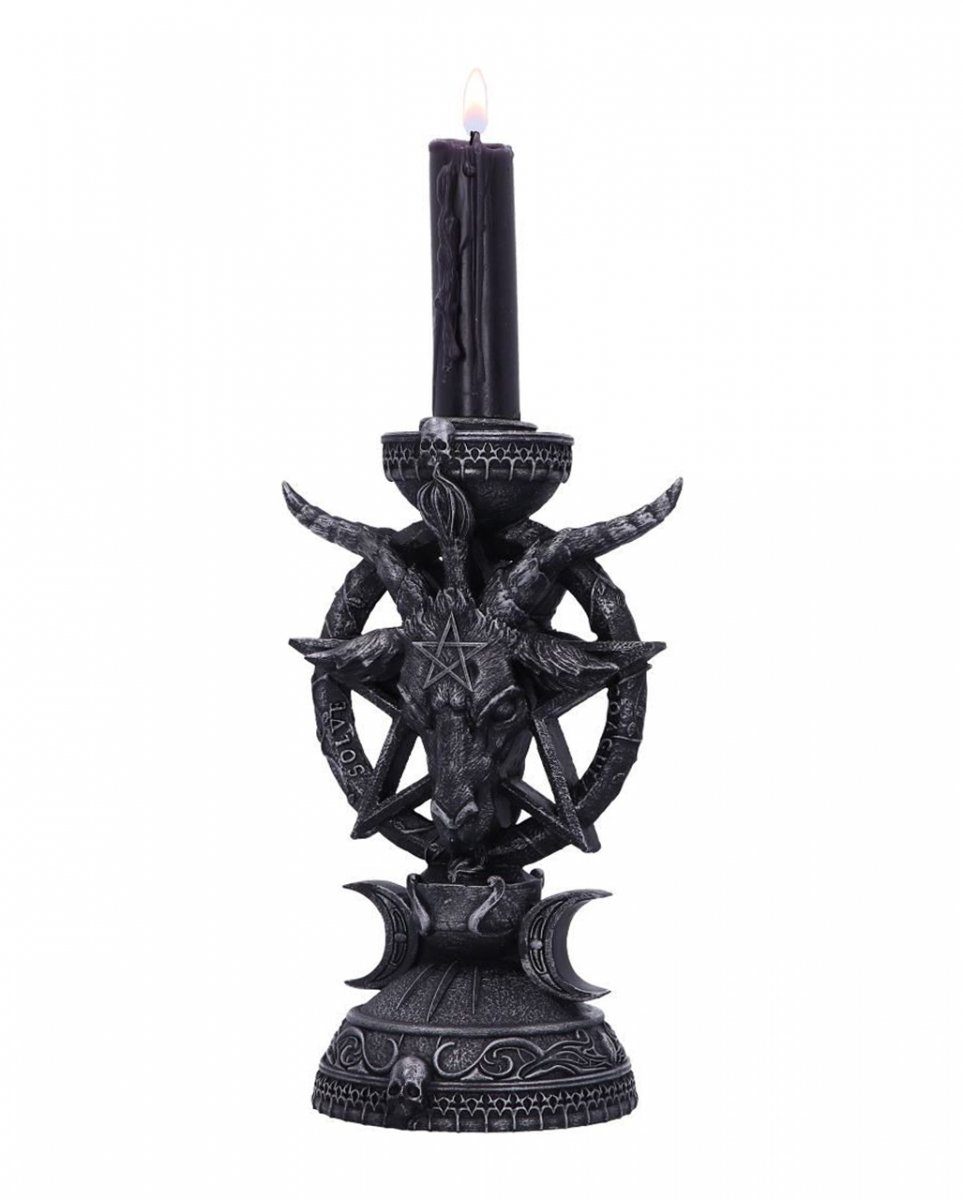 Horror-Shop Dekofigur Gothic Kerzenhalter mit Baphomet Motiv