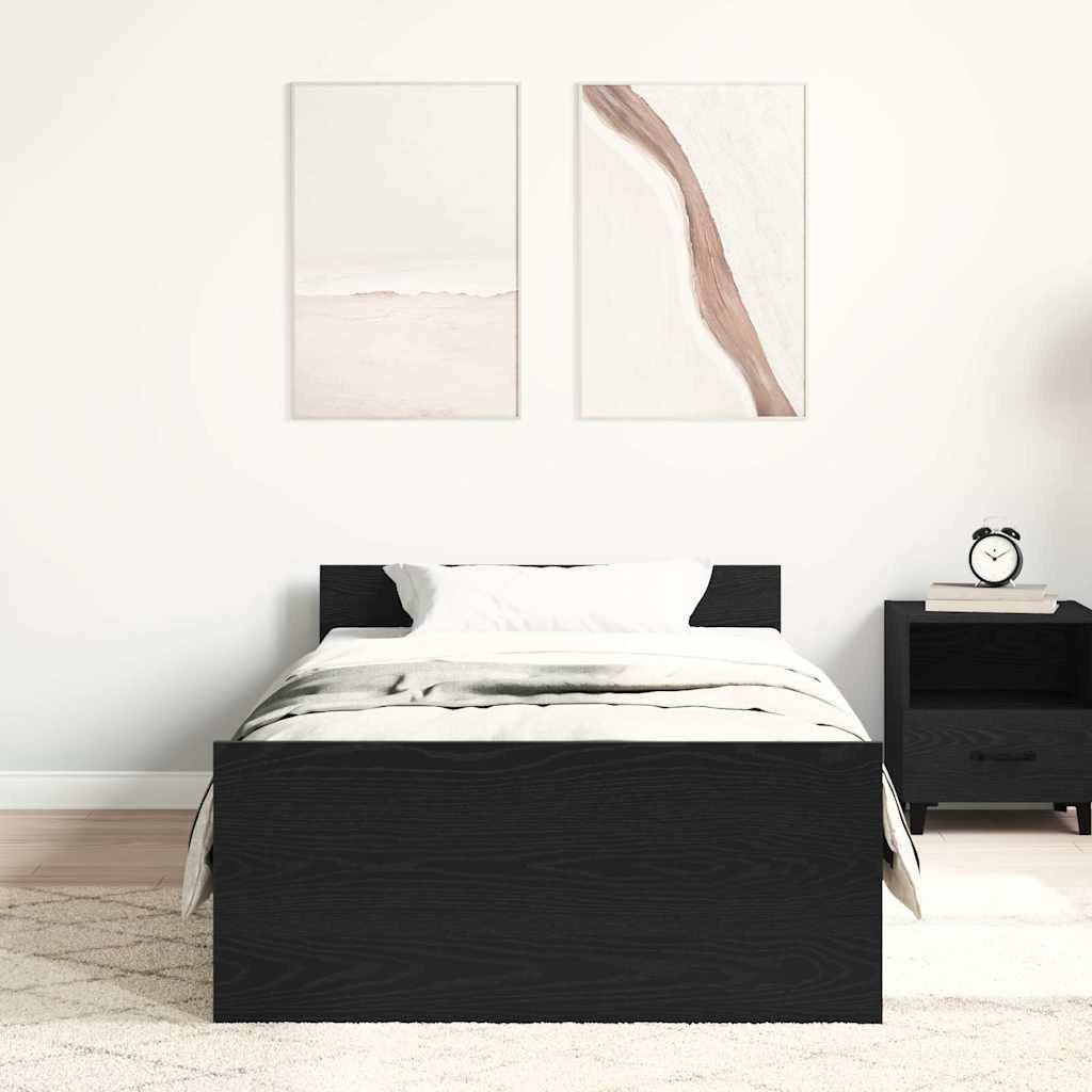 vidaXL Bett Bettgestell ohne Matratze Schwarz Eichen-Optik 90x200 cm