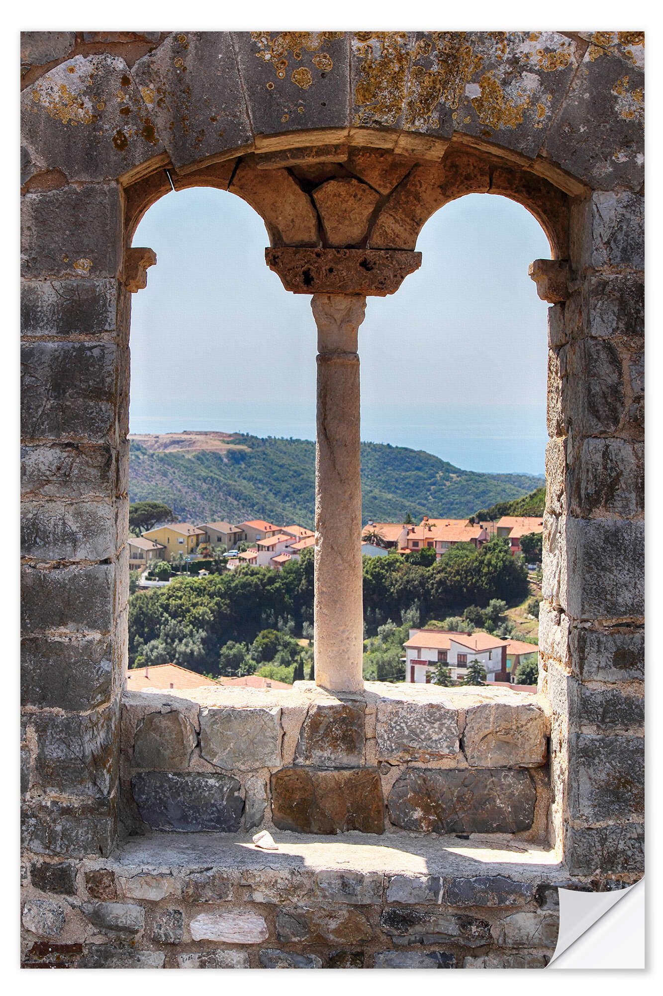 Posterlounge Wandfolie Filtergrafia, Blick durch ein Fenster in der Toskana Italien, Mediterran Fotografie