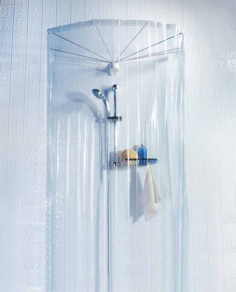 spirella Duschschirm »Ombrella« Breite 170 cm (Set), mit 8 Ösen, white, 200x170 cm, Duschspinne und Vorhang-HomeTrends