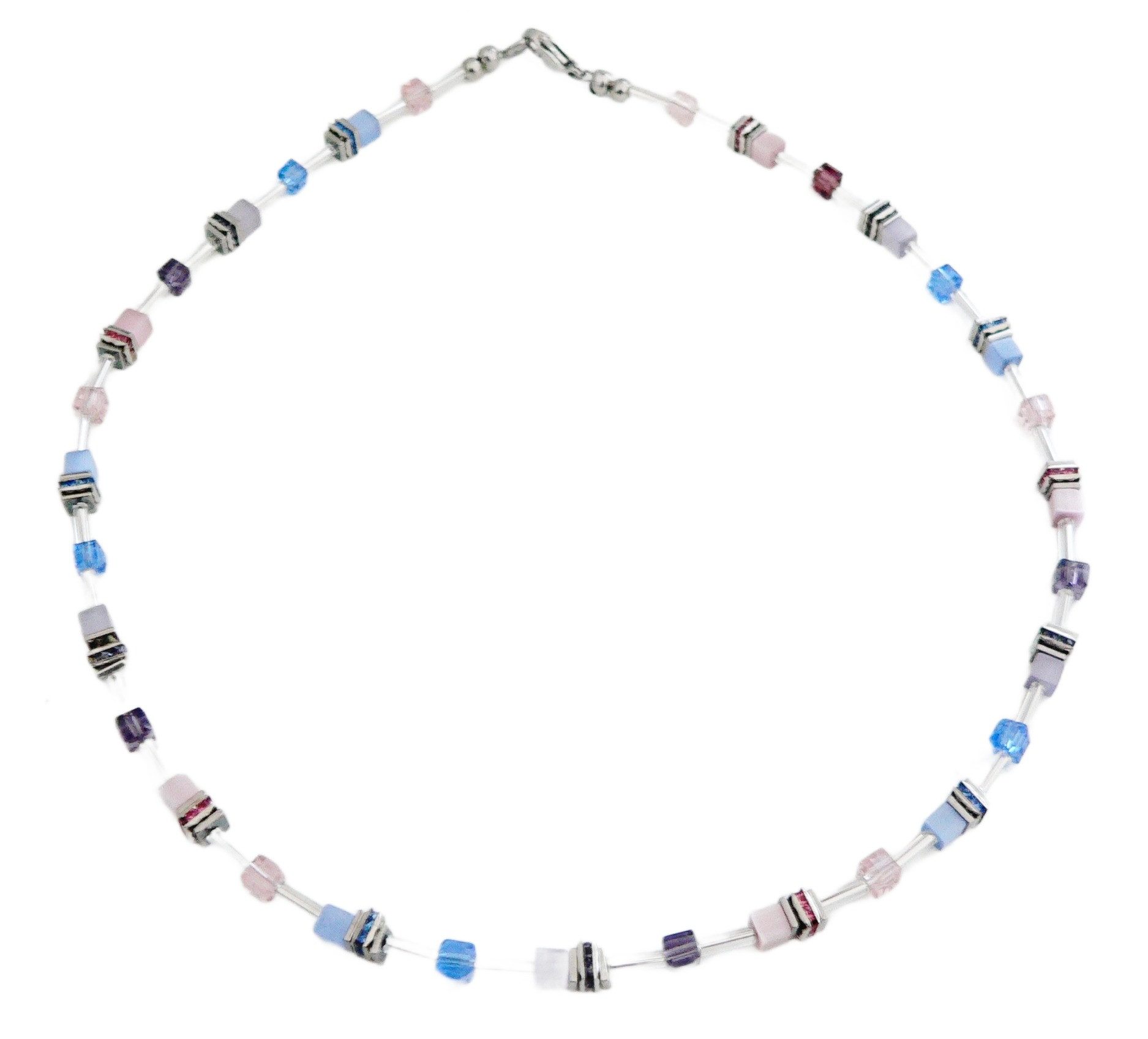 traumschmuck Collier 502 Collier Halskette Würfel Cat Eye Kristallglas Strass (Valentistag, Muttertag), handgefertigt, Made in Germany