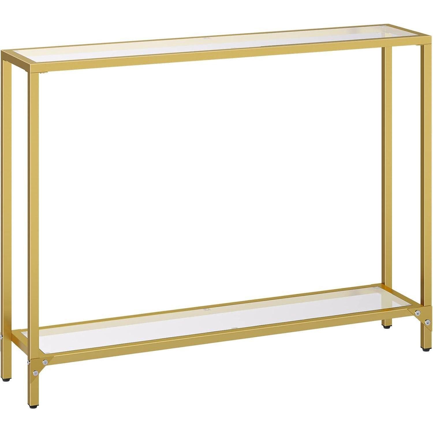 LuxusKollektion Konsolentisch Konsolentisch Hartglas Gold 100 cm Beistelltisch modern Wohnzimmer (1-St)
