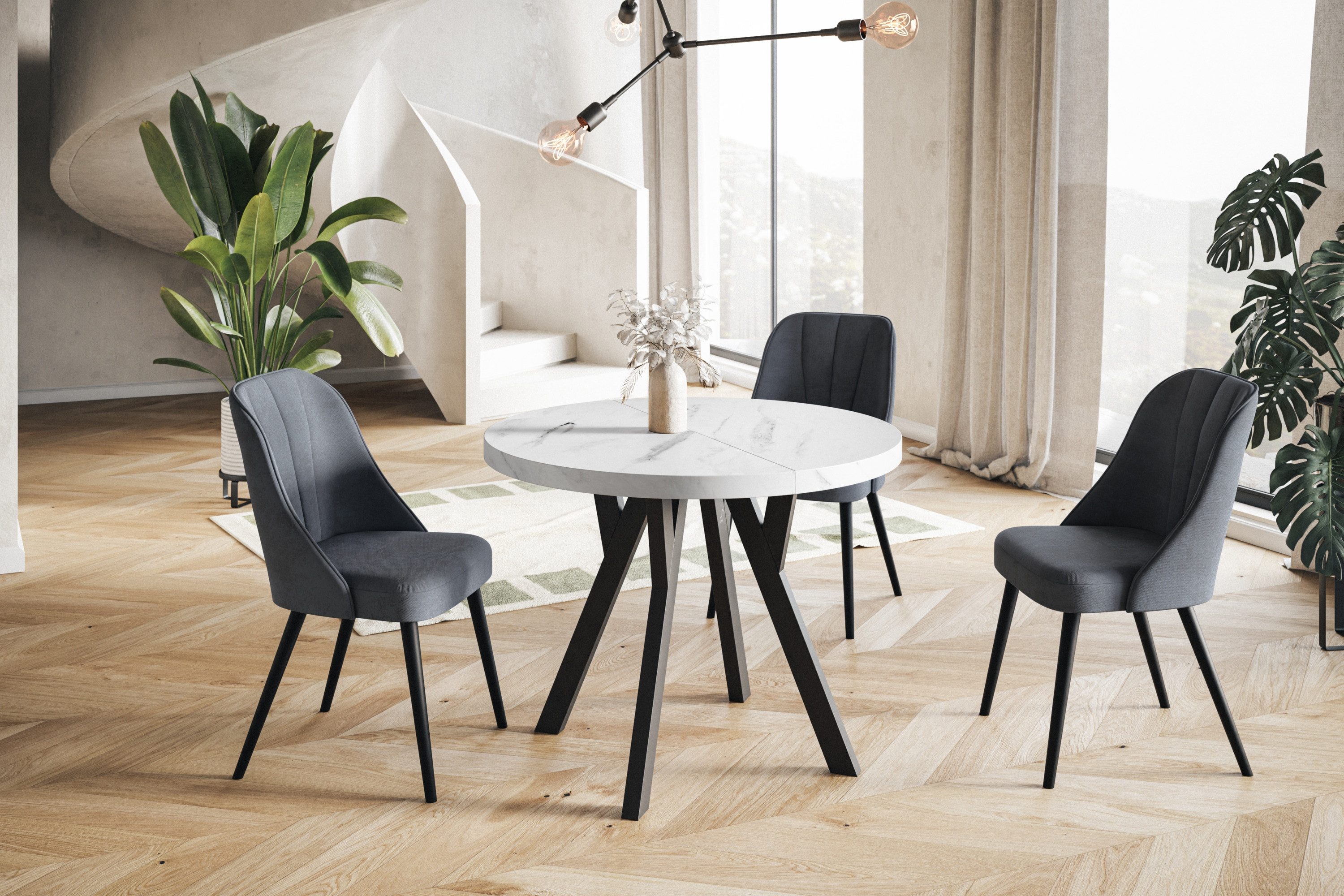 Alpi-Möbel Esstisch Wohnzimmertisch - Ausziehbarer runder Tisch 80-120 cm - günstig online kaufen