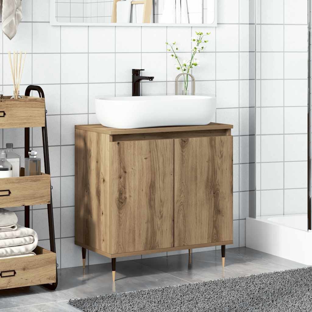 vidaXL Badezimmer-Set Badschrank Artisan-Eiche 58x33x60 cm Holzwerkstoff, ( günstig online kaufen
