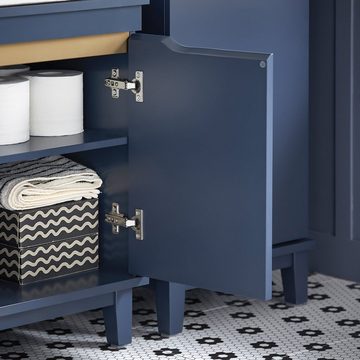 SoBuy Waschbeckenunterschrank BZR113 Badschrank Badezimmerschrank Waschtisch Unterschrank Badmöbel Blau