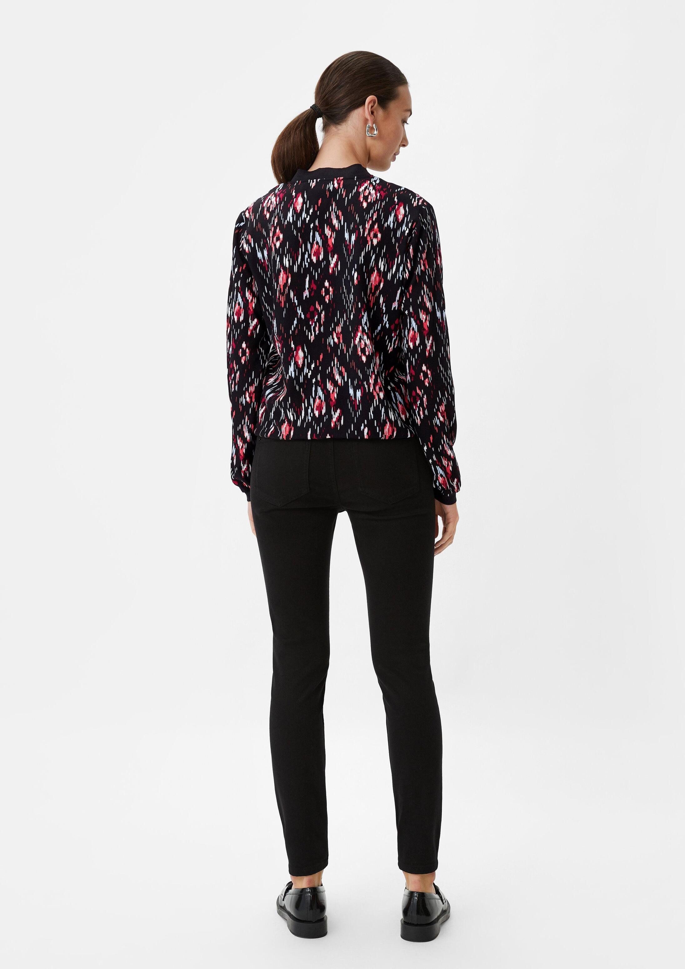 comma Langarmbluse Bluse Crêpe-Bluse aus Viskose