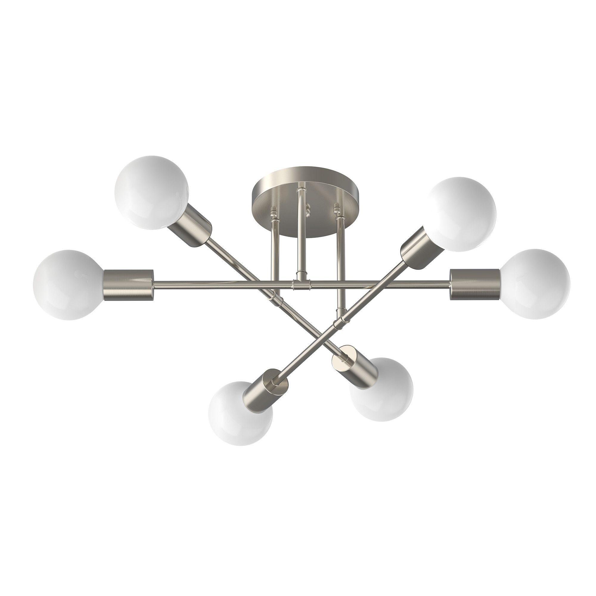 LOHAS-LED Deckenleuchte 6-flammige Deckenleuchte in Sandnickel-Optik, Metall, ohne Leuchtmittel, Moderne Deckenlampe mit E27-Sockel, für Wohnzimmer & Schlafzimmer
