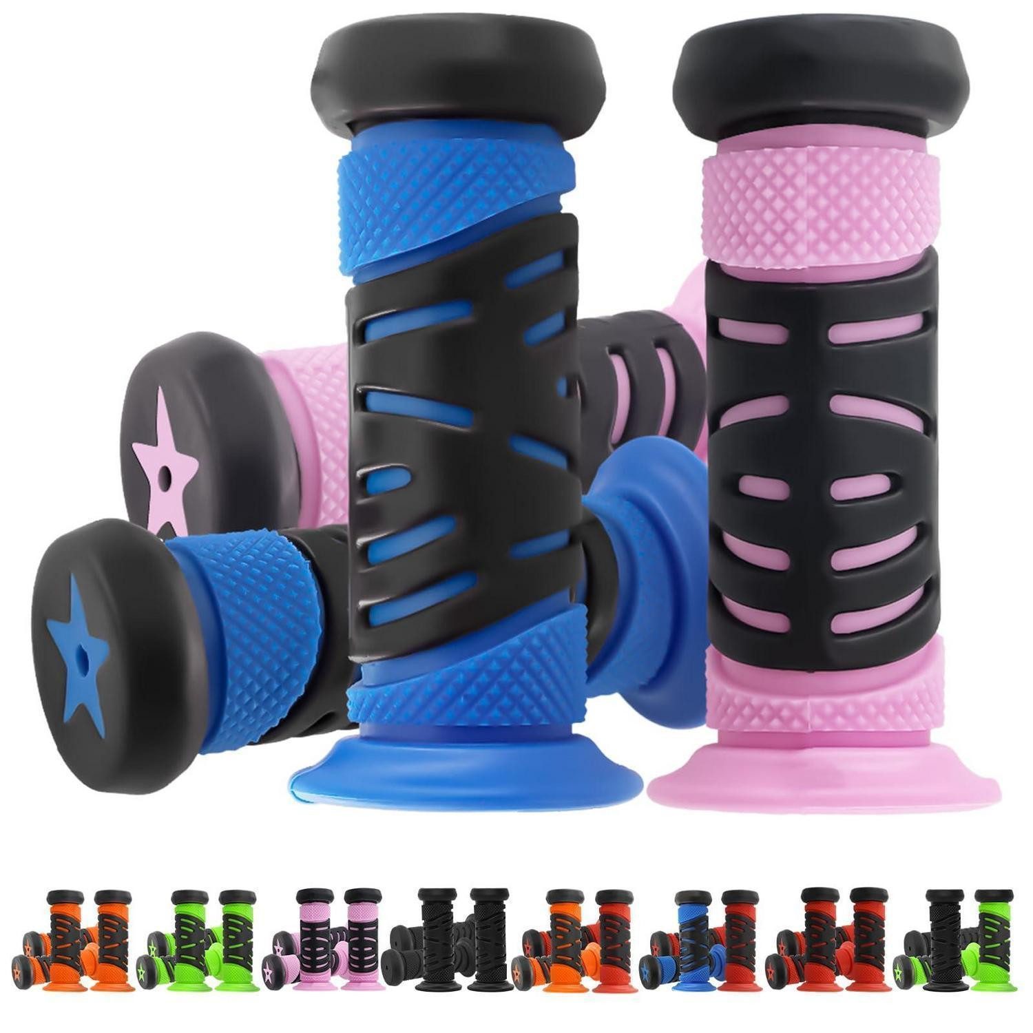 LuxusKollektion Fahrradlenker Fahrradgriffe Kinder 22mm 95mm Gummi Prallschutz Blau+Rosa