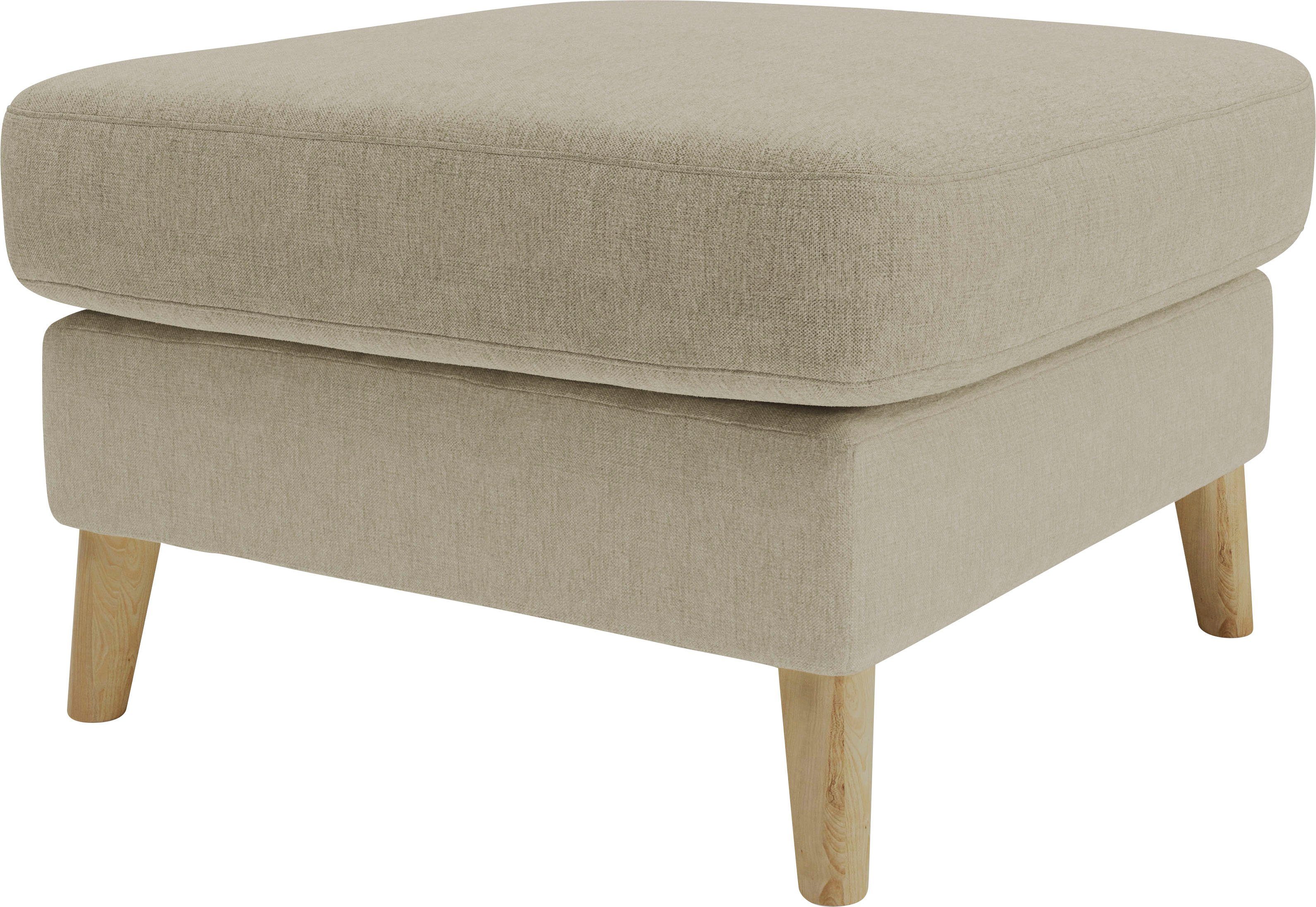 Home affaire Polsterhocker MARSEILLE, Massivholzbeine Eiche, Landhausstil, Wellenunterfederung