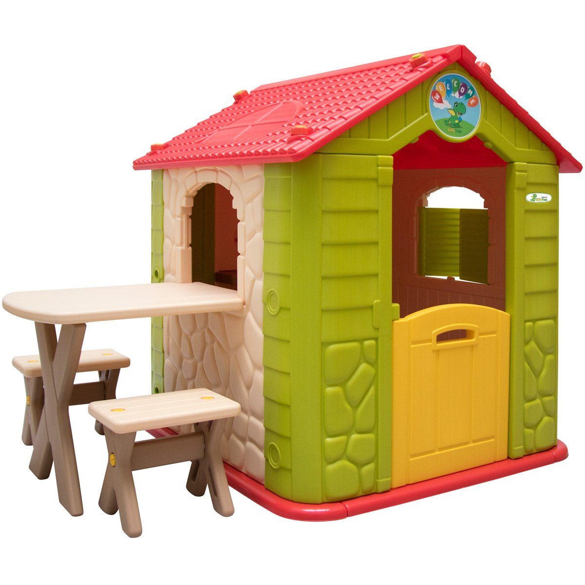 LittleTom Spielhaus Kinder Spielhaus ab 1 Garten Kinderhaus mit Tisch, Indoor Kinderspielhaus