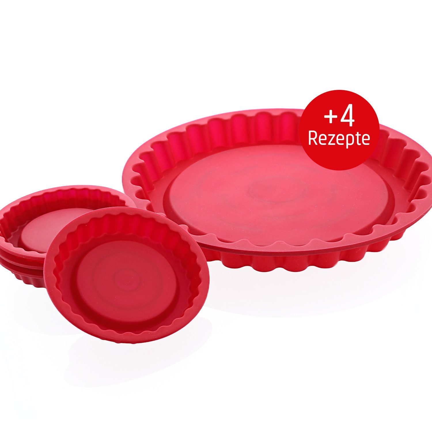 Coolinato Backform Coolinato Silikon Tarteform 5tlg. ROT, inkl. Rezepte, (5-tlg)