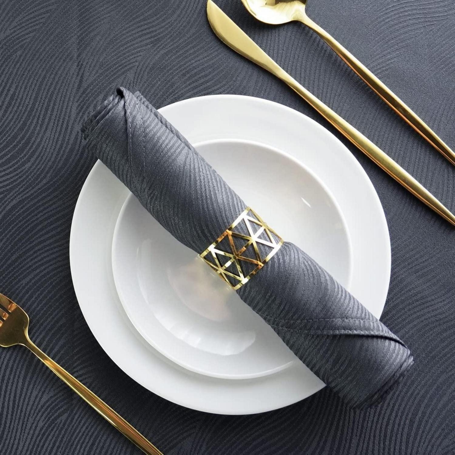 LuxusKollektion Stoffserviette Servietten 4er Set 48x48cm Waterflow Dunkelgrau