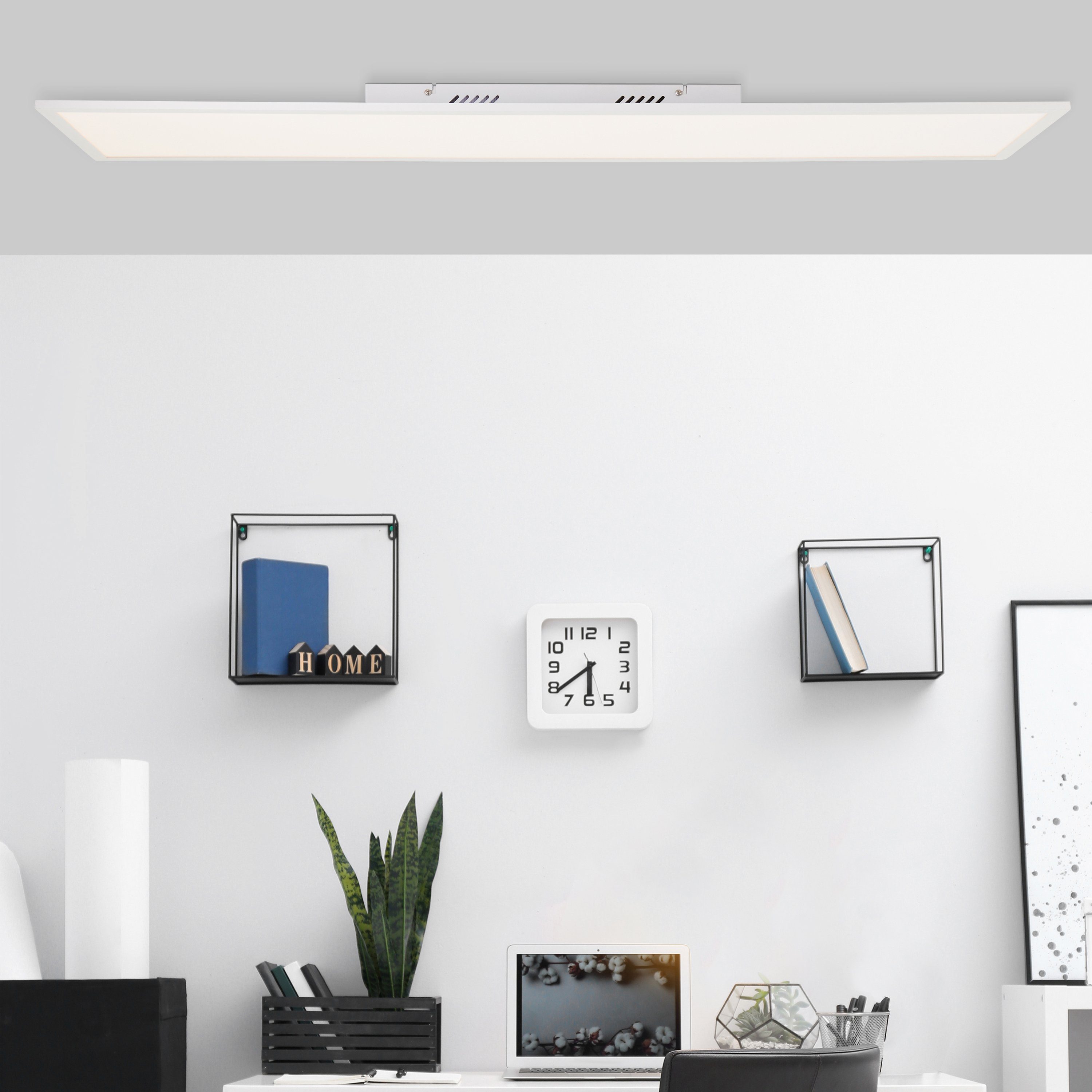 Lightbox LED Deckenleuchte, CCT - über Fernbedienung, LED fest integriert, warmweiß - kaltweiß, LED Deckenaufbau-Paneel, 30 x 120 cm, 3800 lm, dimmbar, CCT, weiß