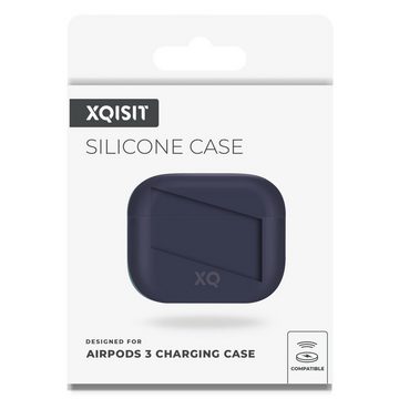 XQISIT Etui Silikon Skin Case Cover Schutz-Hülle Blau Headset (passend für Ladecase Apple AirPods 3 Bluetooth Ohrhörer Kopfhörer)
