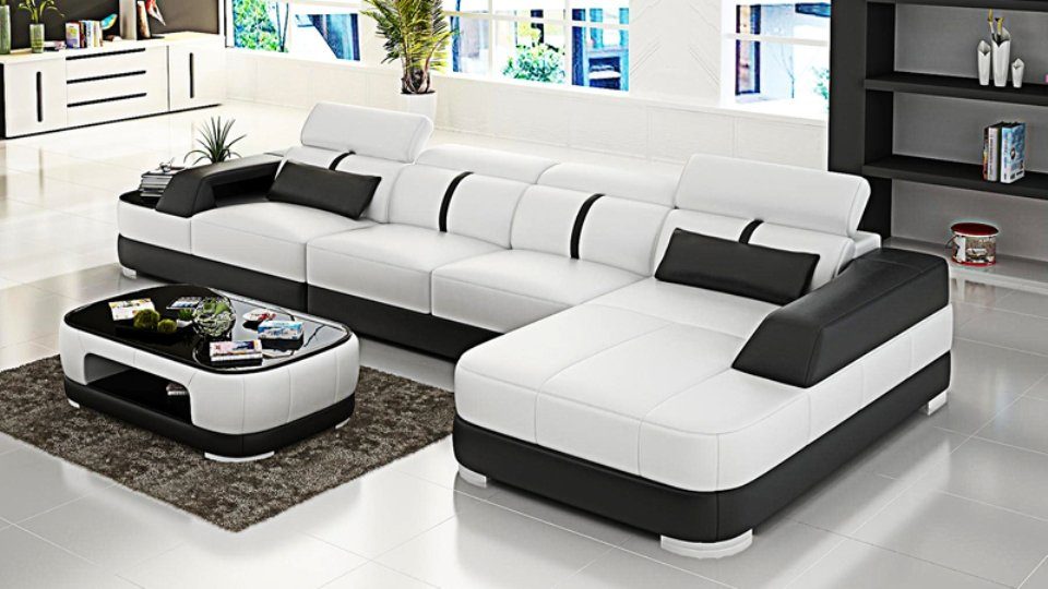 JVmoebel Ecksofa, Leder Couch Polster Sitz Design Modern Eck Sofa  Wohnlandschaft L Form