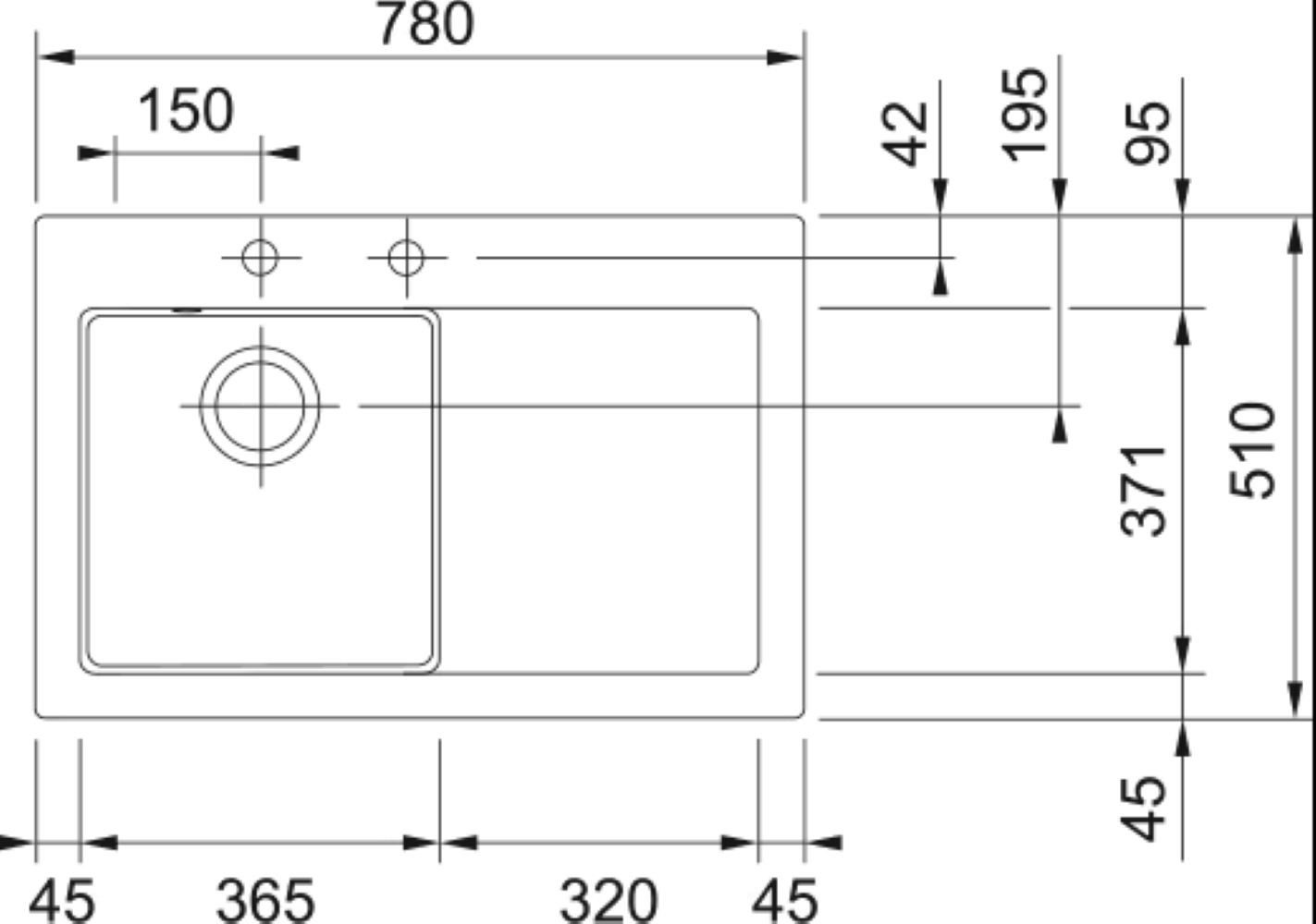 FRANKE Küchenspüle Franke Mythos MTK 611-78 Keramikspüle große Abtropffläche Onyx, Eckig