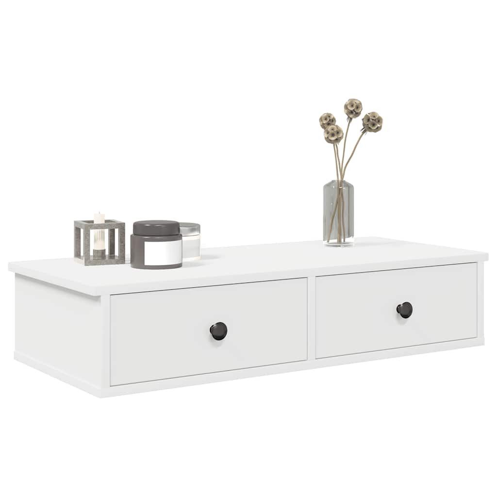 vidaXL Regal Wandregal mit Schubladen Weiß 80x34x17 cm Holzwerkstoff, 1-tlg. – Bild 2 von 5