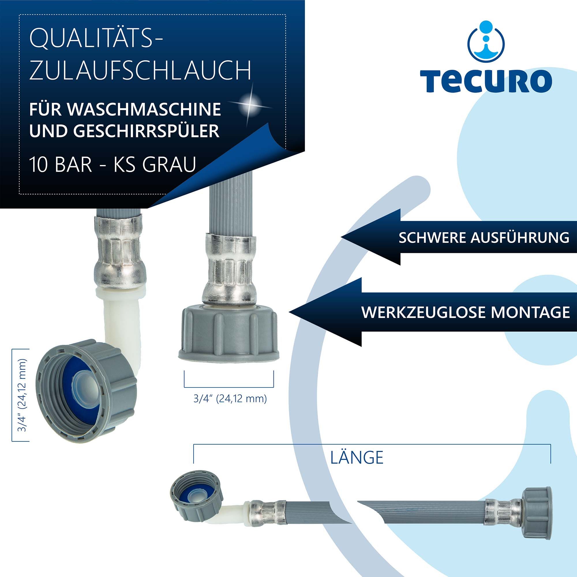 tecuro Schlauch Zulaufschlauch für Waschmaschine Geschirrspüler günstig online kaufen