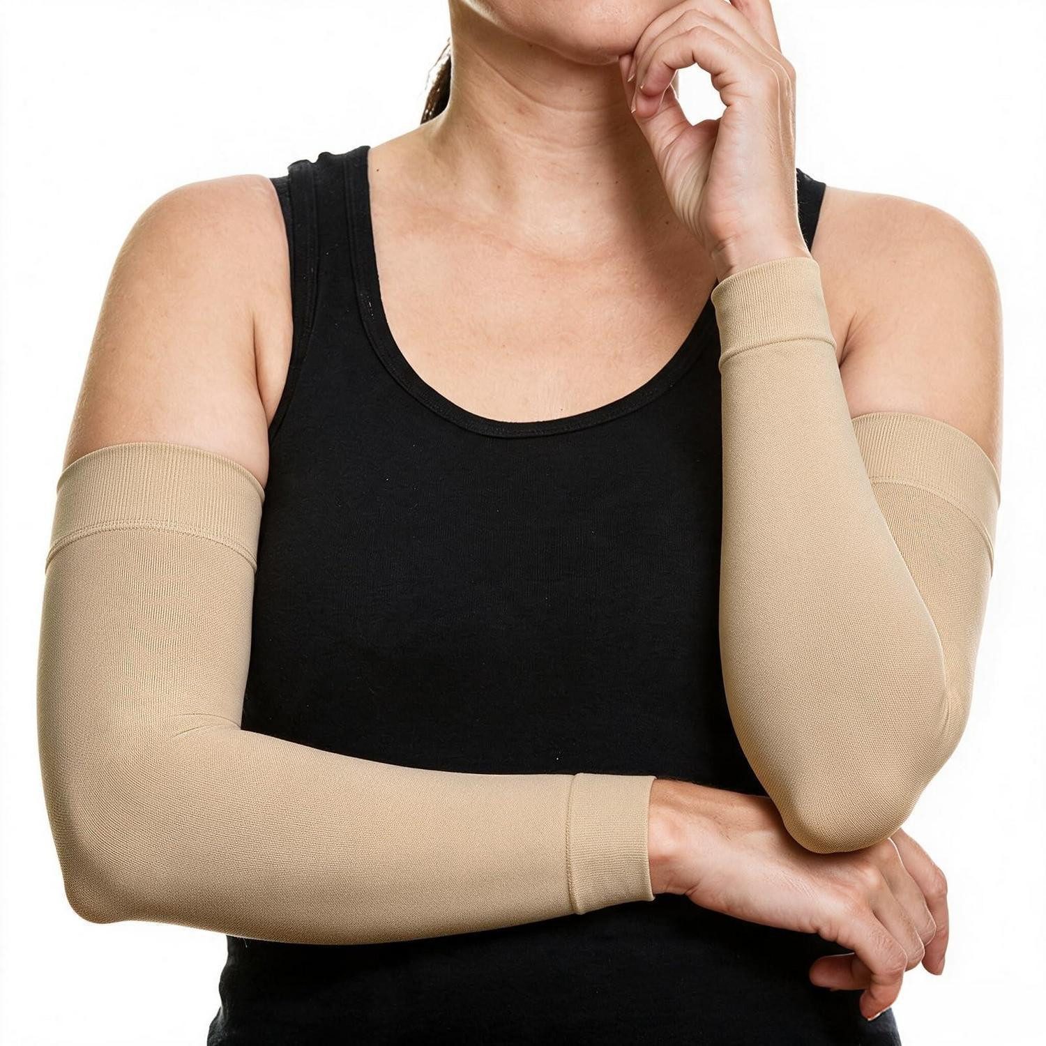 LuxusKollektion Kompressionsstrümpfe Arm Kompressionsstrumpf 15-20 mmHg Beige XX-Large