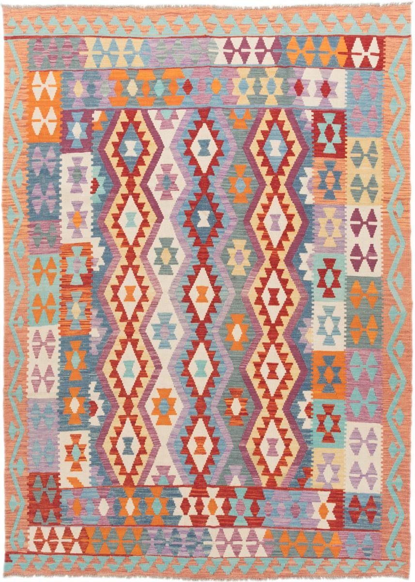Orientteppich Kelim Afghan 214x297 Handgewebter Orientteppich, Nain Trading, rechteckig, Höhe: 3 mm