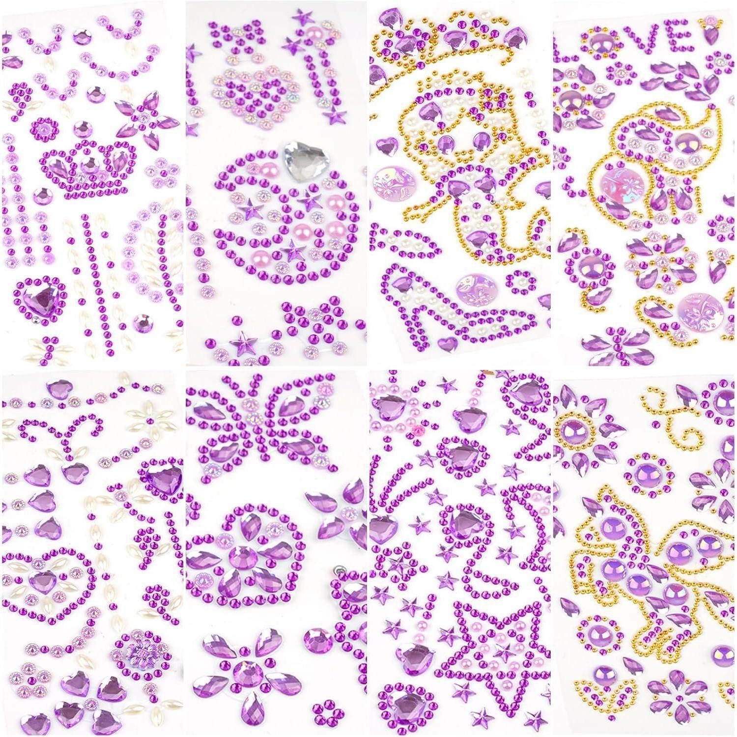 LuxusKollektion Sticker Glitzersteine selbstklebend 8 Blätter Einhorn Violett