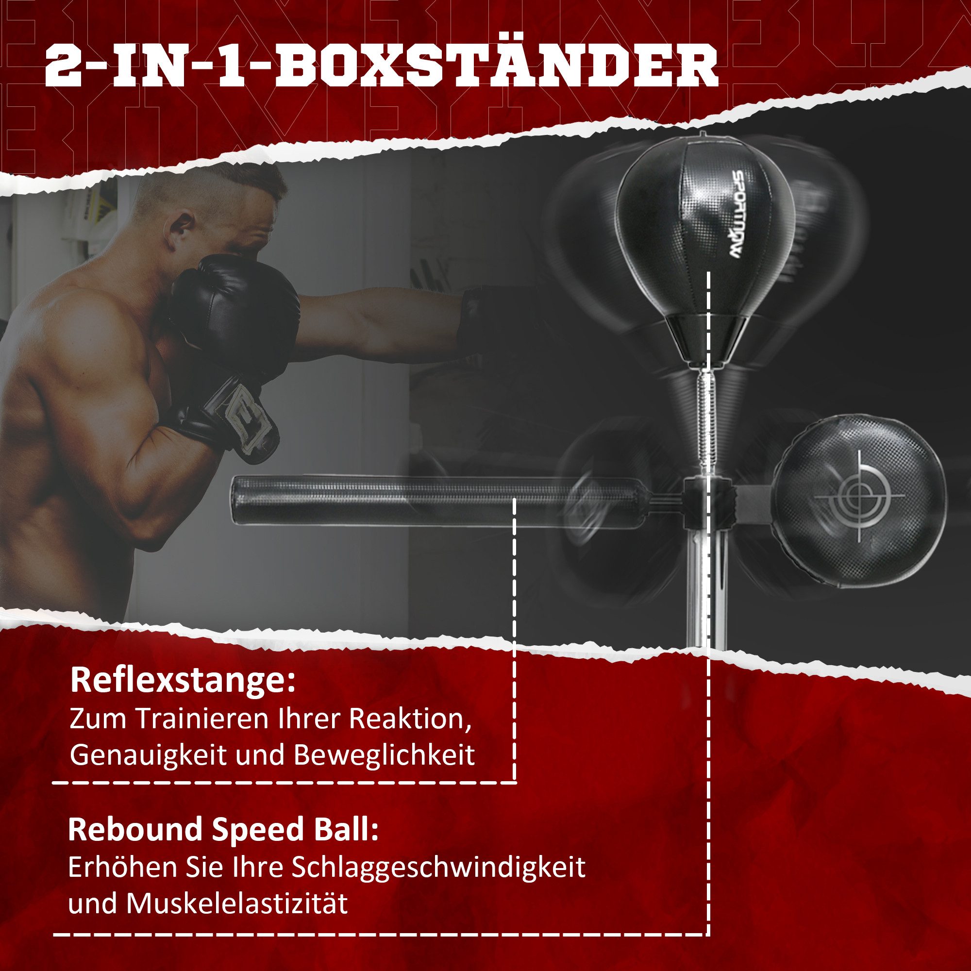 furnicato Boxsack Höhenverstellbarer Boxständer 80,5L x 48B x 163-205H cm (1-tlg)