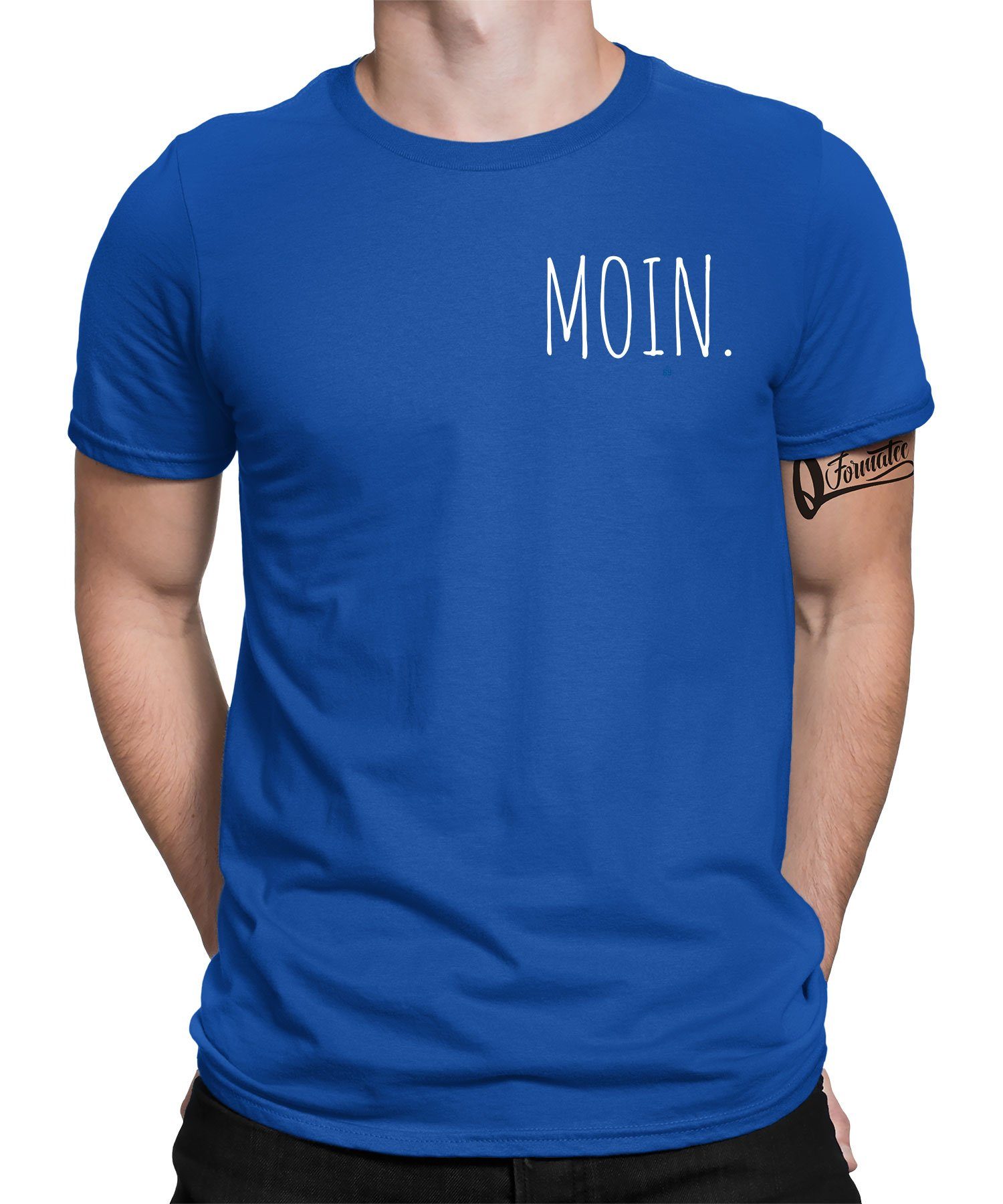 Quattro Formatee Kurzarmshirt Moin - Hamburg Hafen Herren T-Shirt (1-tlg) Blau
