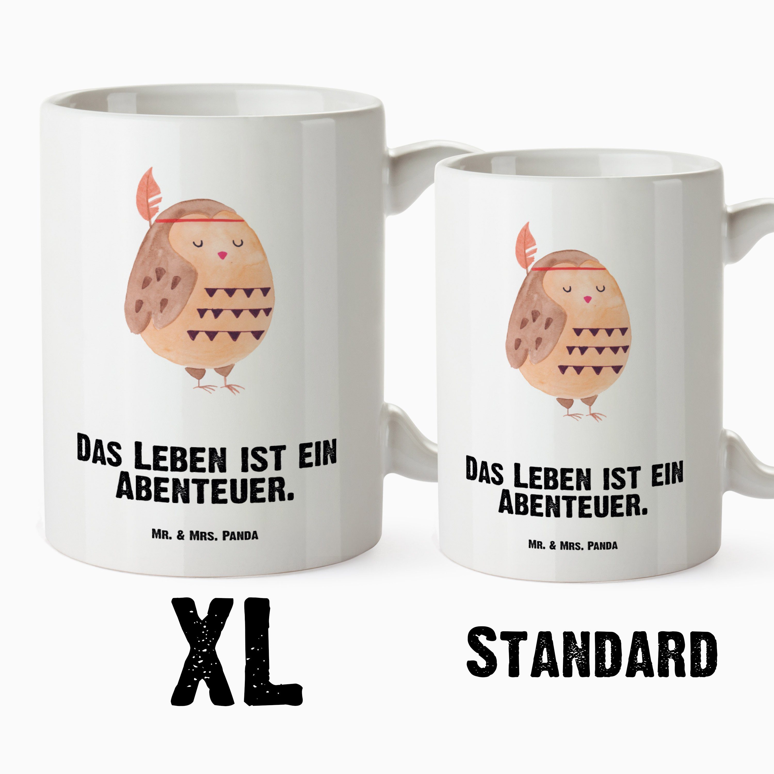 Mr. & Mrs. Weiß - Keramik XL, spülmaschinenfest, XL Tasse Panda Tasse Abenteuer, Federschmuck Geschenk, Eule 