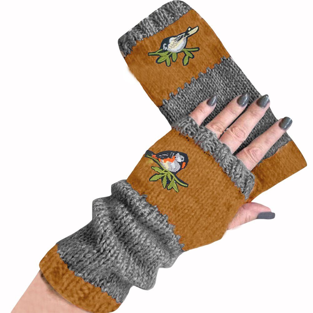 Blusmart Strickhandschuhe Fingerlose Strickhandschuhe, Fleecehandschuhe Damen-Halbfingerhandschuhe, G Einheitsgröße Handschuhe