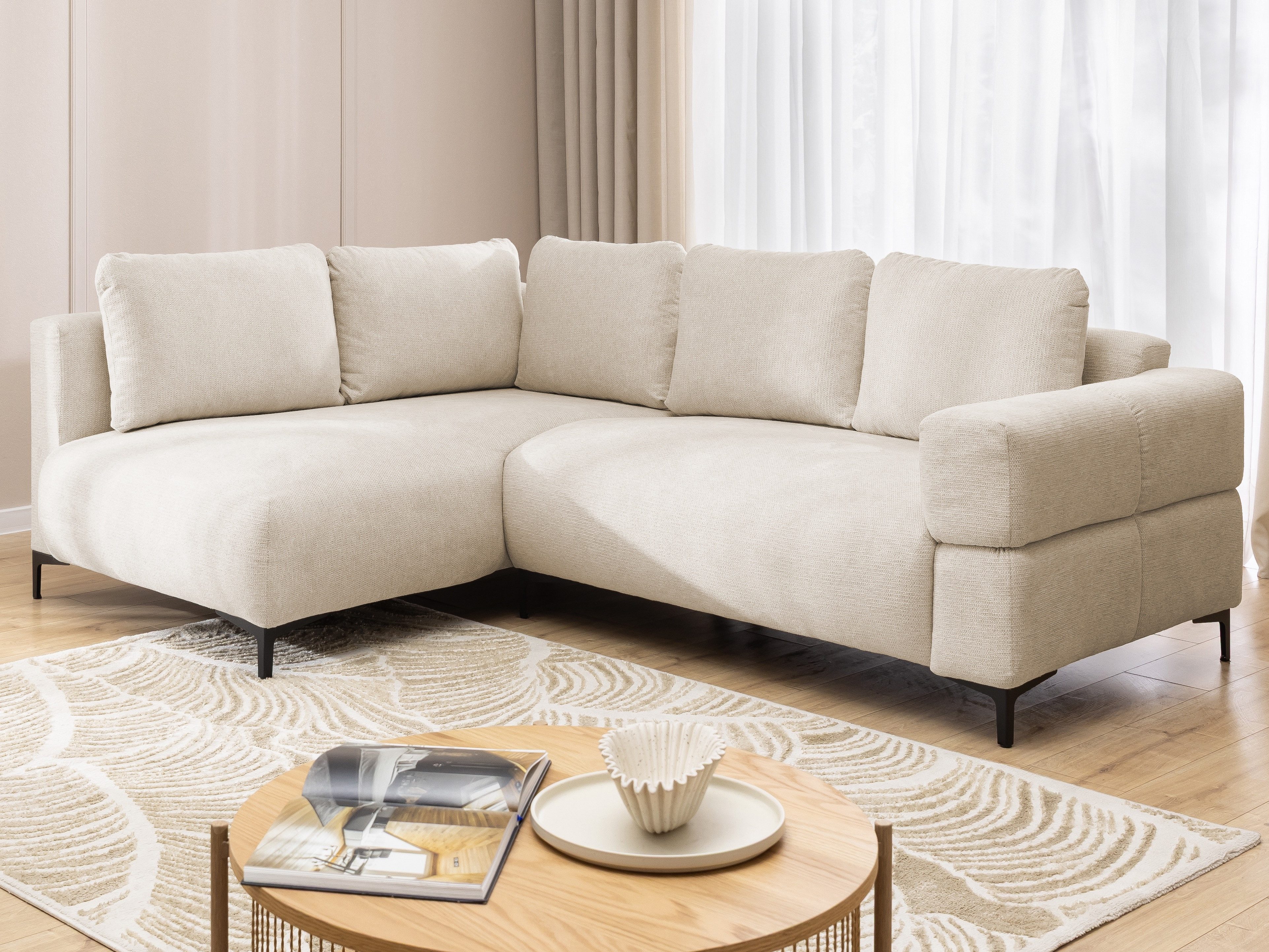 S-Style Möbel Ecksofa Cardea in Bubble-Optik aus weichem Strukturstoff mit hohem Sitzkomfort, mit Wellenfederung