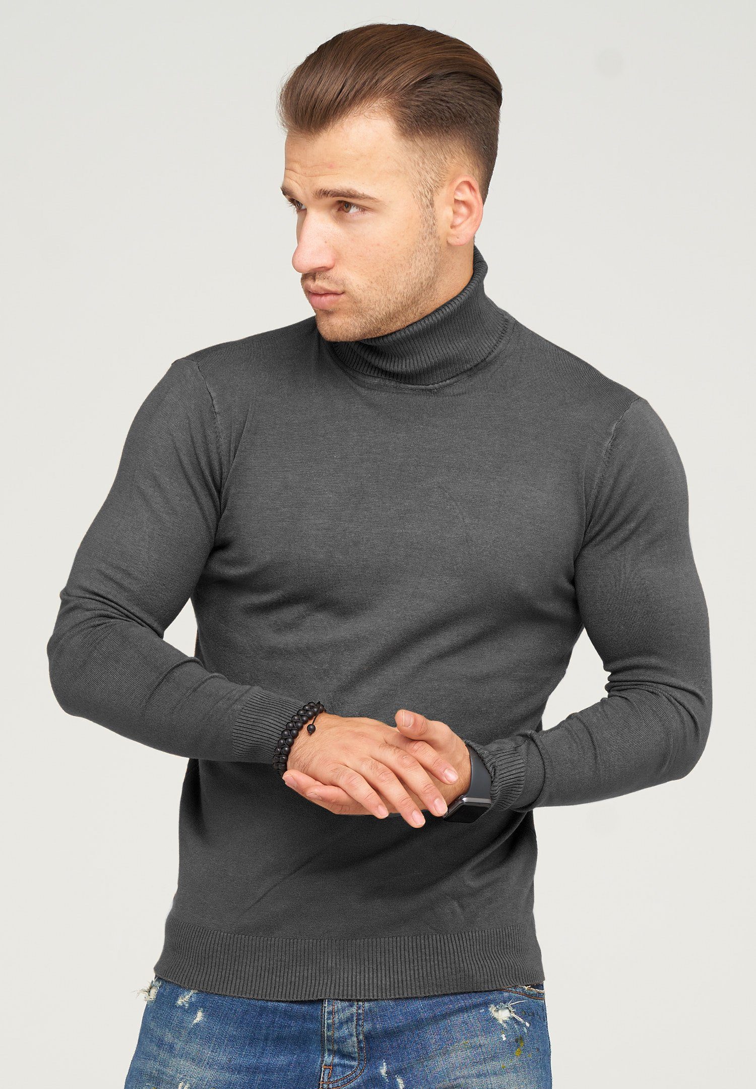 behype Rollkragenpullover TIBERIUS im modischen Slim Fit-Schnitt