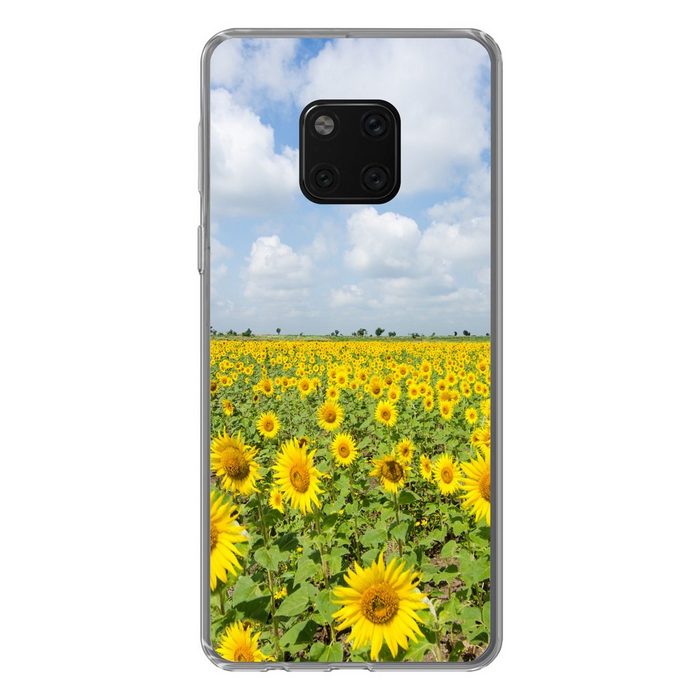 MuchoWow Handyhülle Sonnenblumen - Blumen - Wolken - Natur - Gelb - Landschaft Handyhülle Huawei Mate 20 Pro Handy Case Silikon Bumper Case