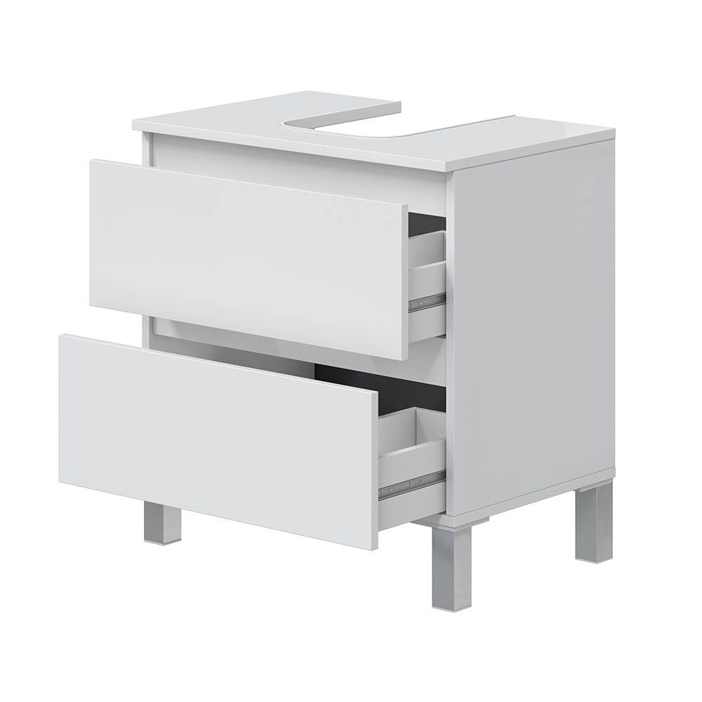 FORES HABITAT Waschbeckenunterschrank für Sockelwaschbecken, 2 Schübe, Weiß günstig online kaufen